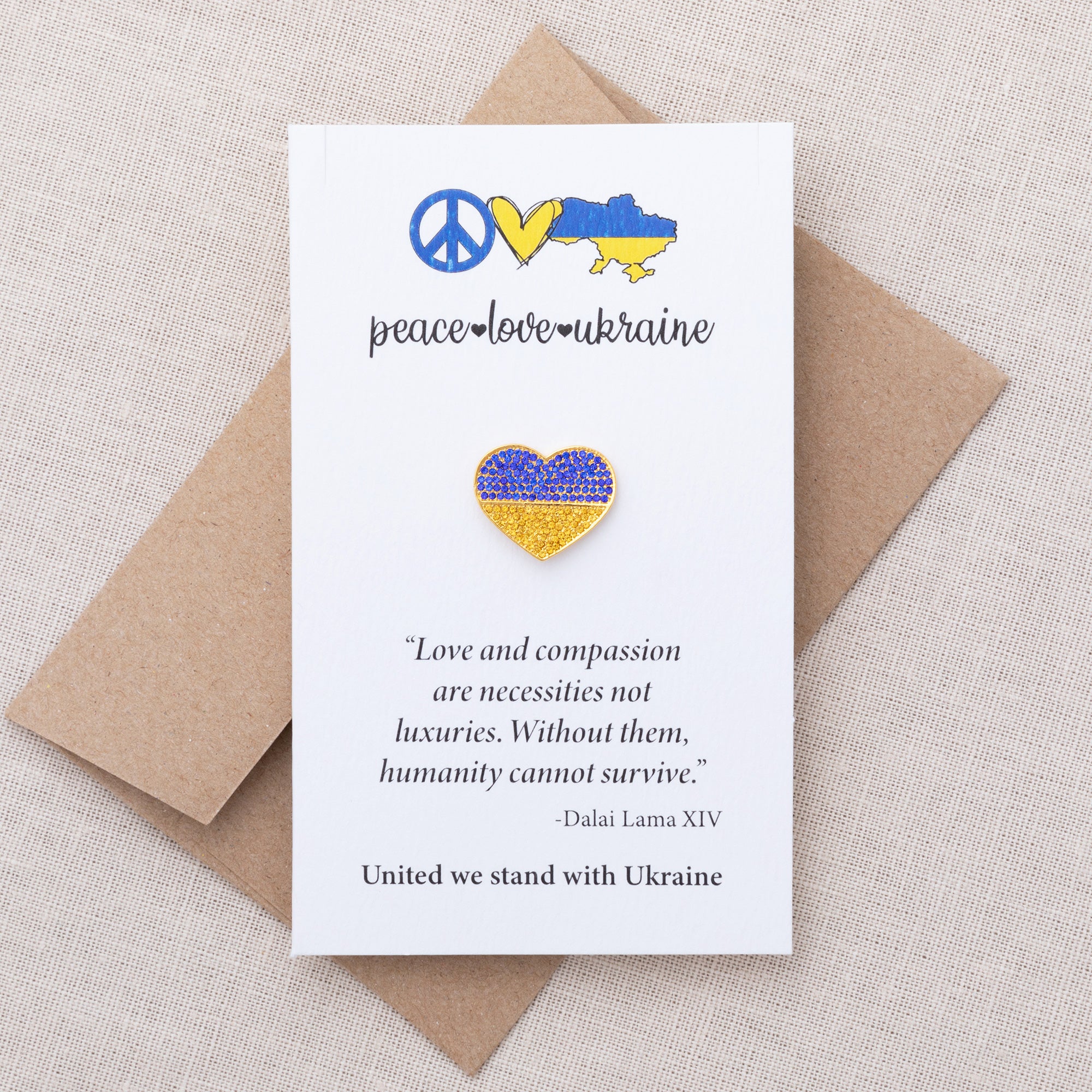 Premium Solidarity Heart Pin - Stand With Ukraine