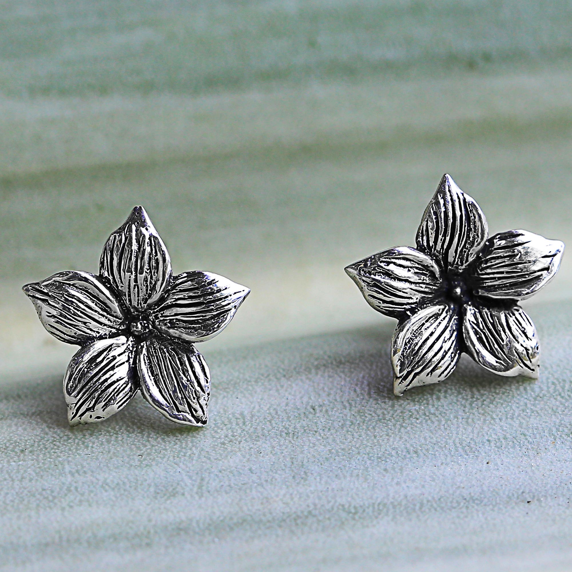 Premium Jasmine Blossom Sterling Silver Stud Earrings – Floral Elegance from Thailand