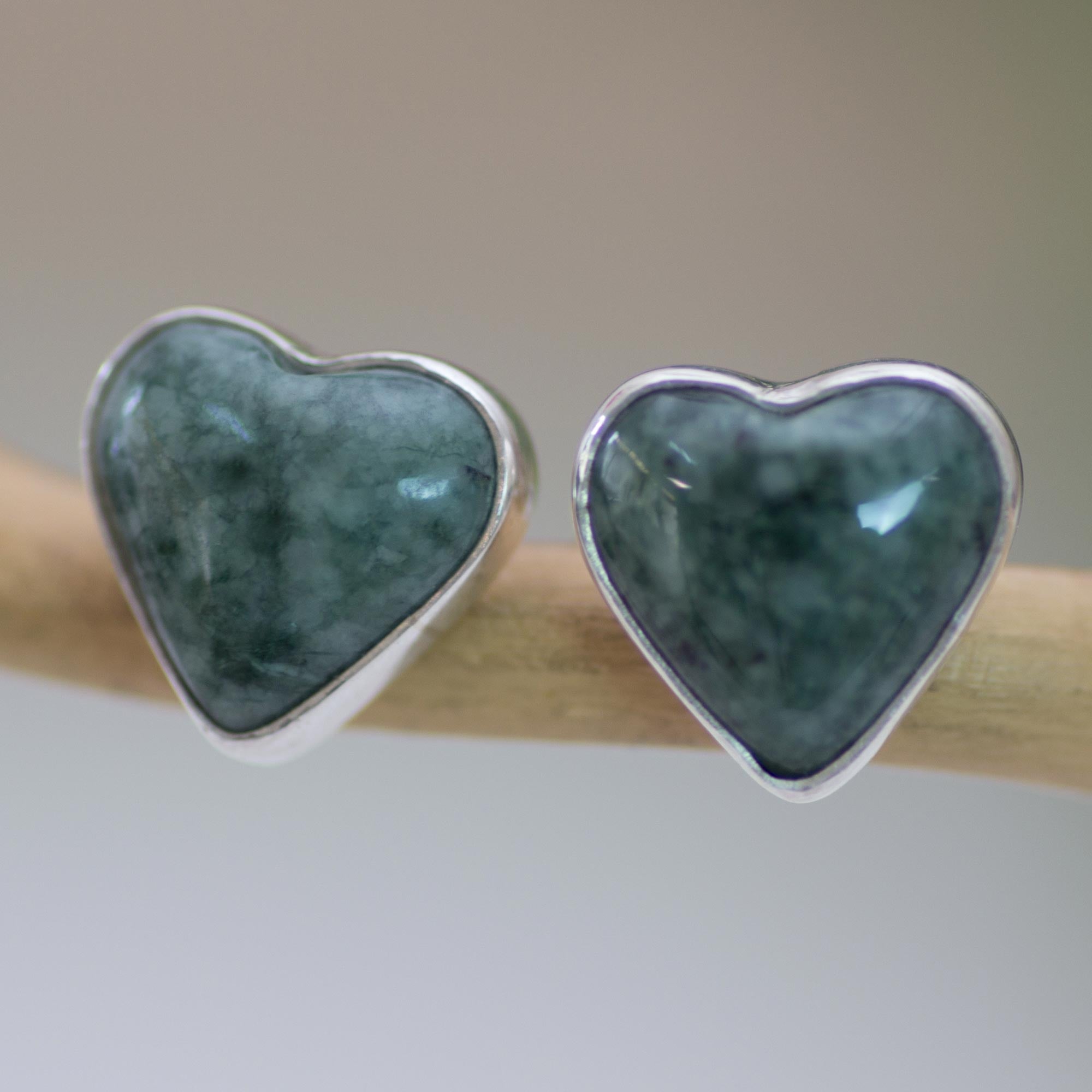 Premium Sacred Jade Heart Earrings - Handcrafted Elegance by Zandra Lorena Sajbin