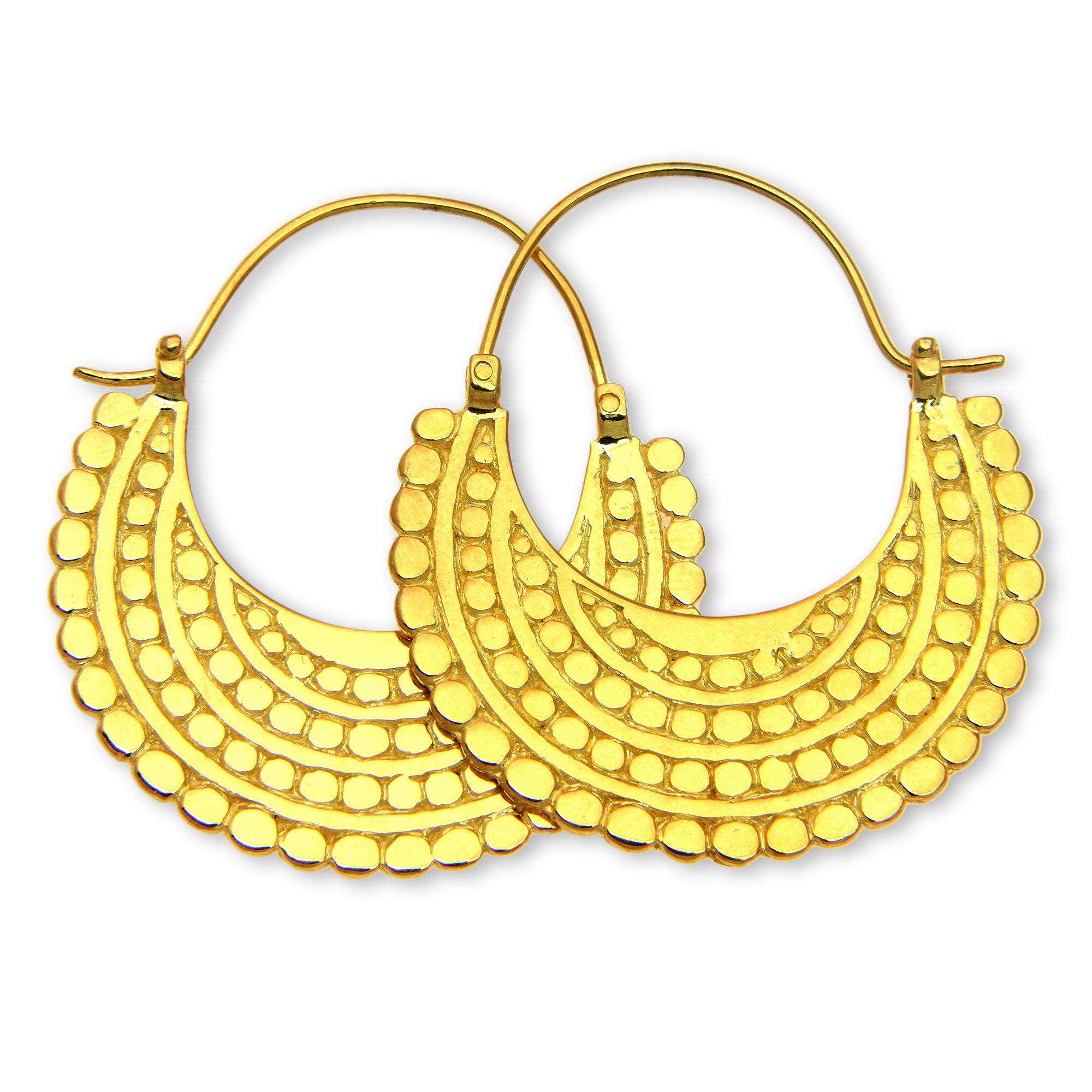 Premium Golden Crescent Hoop Earrings – 22k Gold Plated Sterling Silver