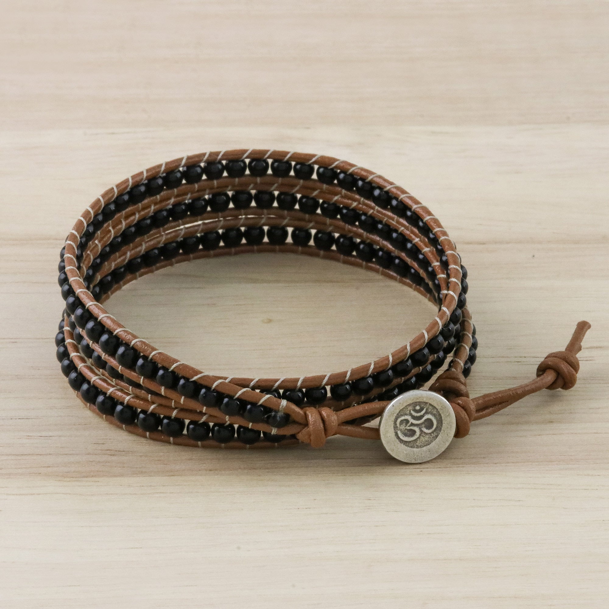 Premium Onyx Beaded Wrap Bracelet – Handcrafted in Thailand