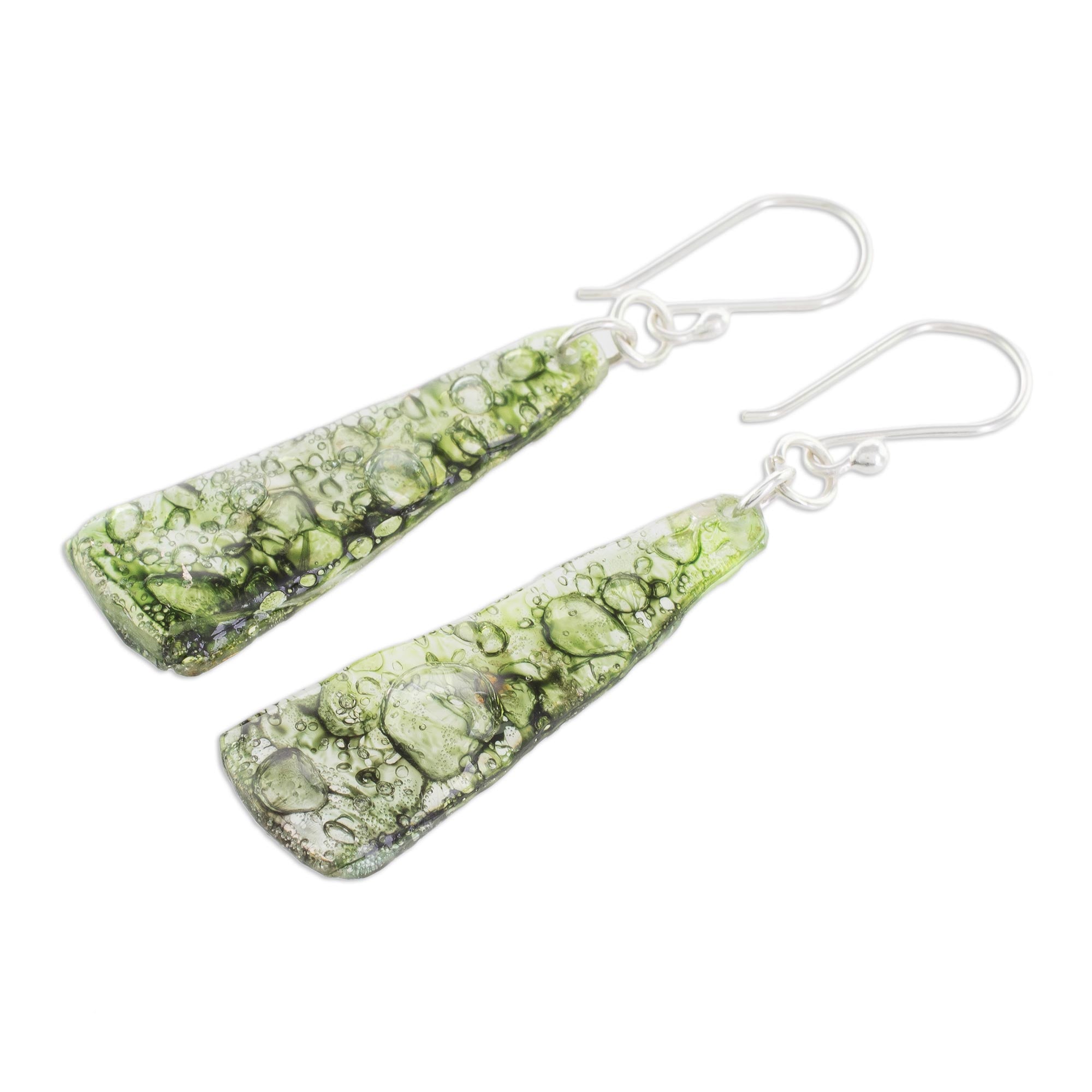 Eco-Chic Recycled CD Earrings: Sustainable Green Dangle Earrings from Guatemala