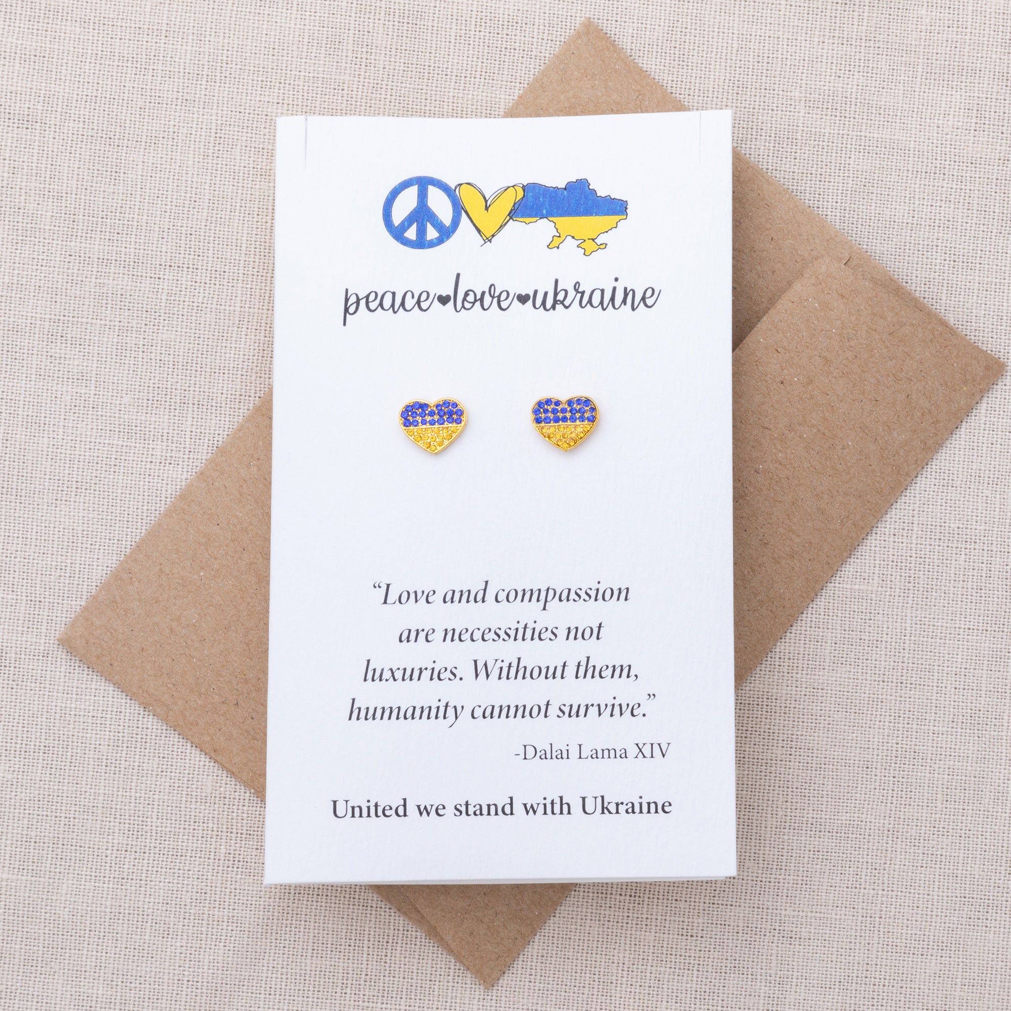 Premium Ukraine Support Gold Plated Heart Earrings