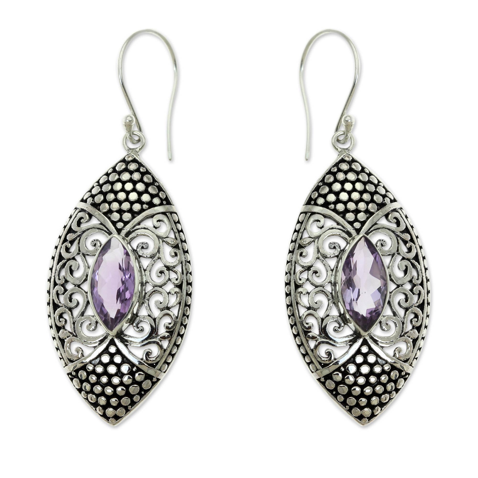 Premium Amethyst Sterling Silver Earrings - Handcrafted Elegance