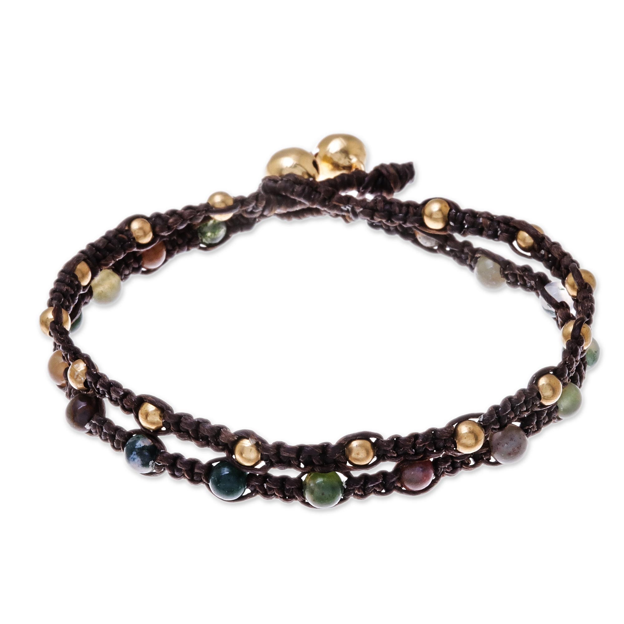 Premium Boho Chic Agate Brass Bracelet - Handmade in Thailand