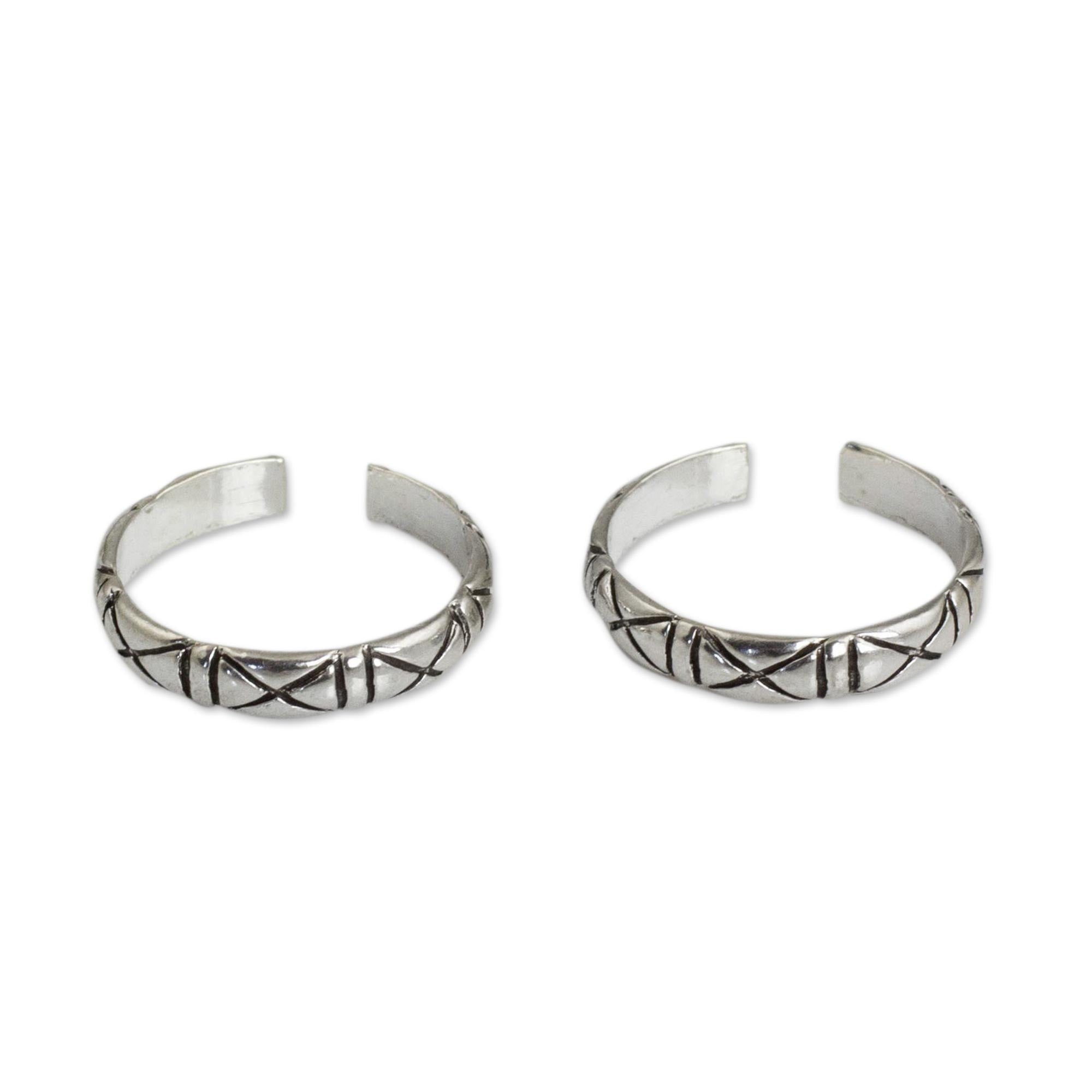 Premium X-Treme Beauty Sterling Silver Toe Ring Pair - Modern & Elegant