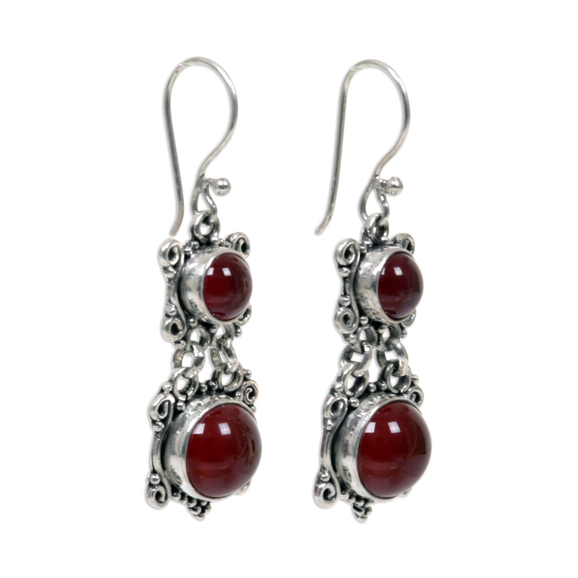 Premium Radiant Queen Dangle Earrings - Handmade Sterling Silver & Carnelian