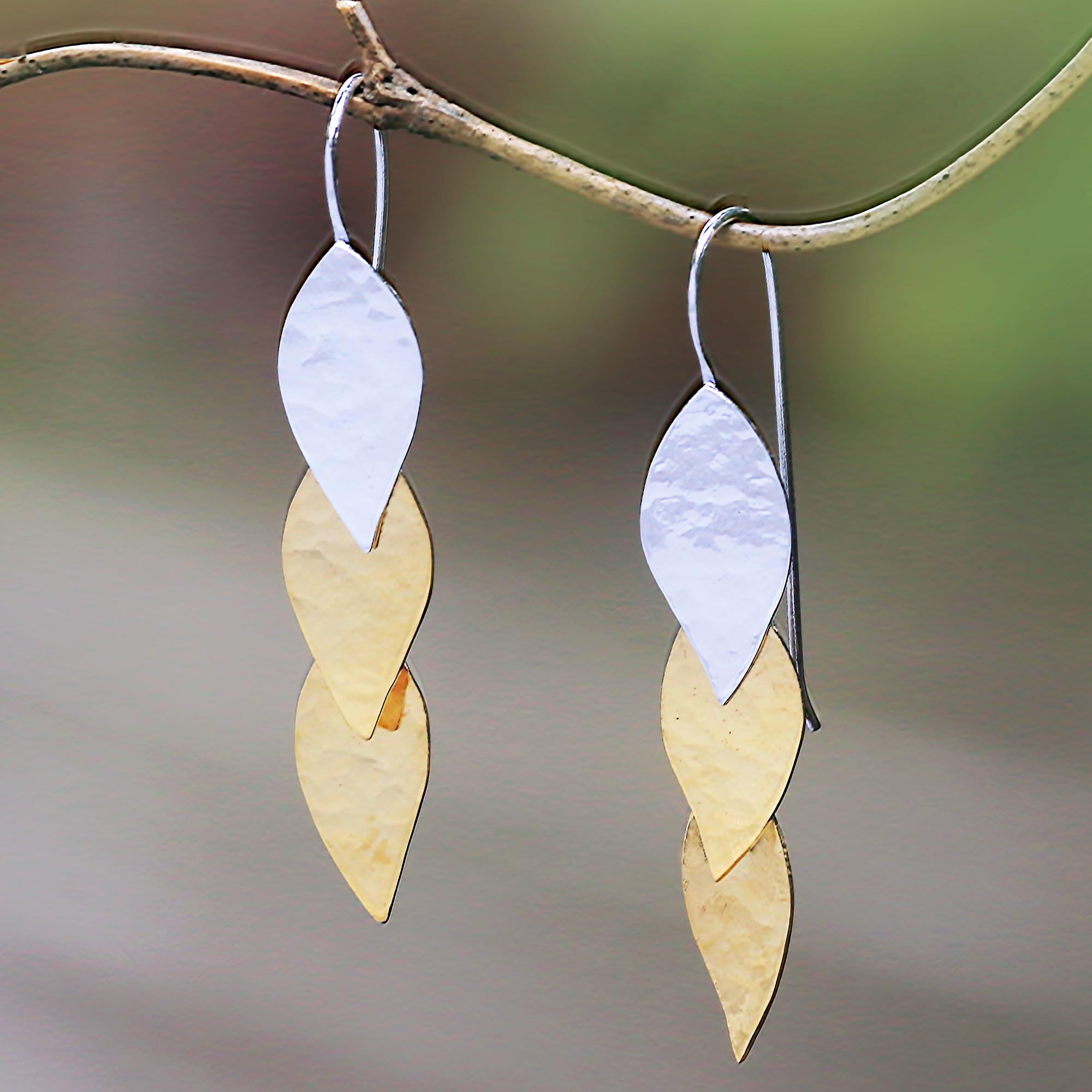 Premium Fall Gold Modern Dangle Earrings - Handcrafted in Bali