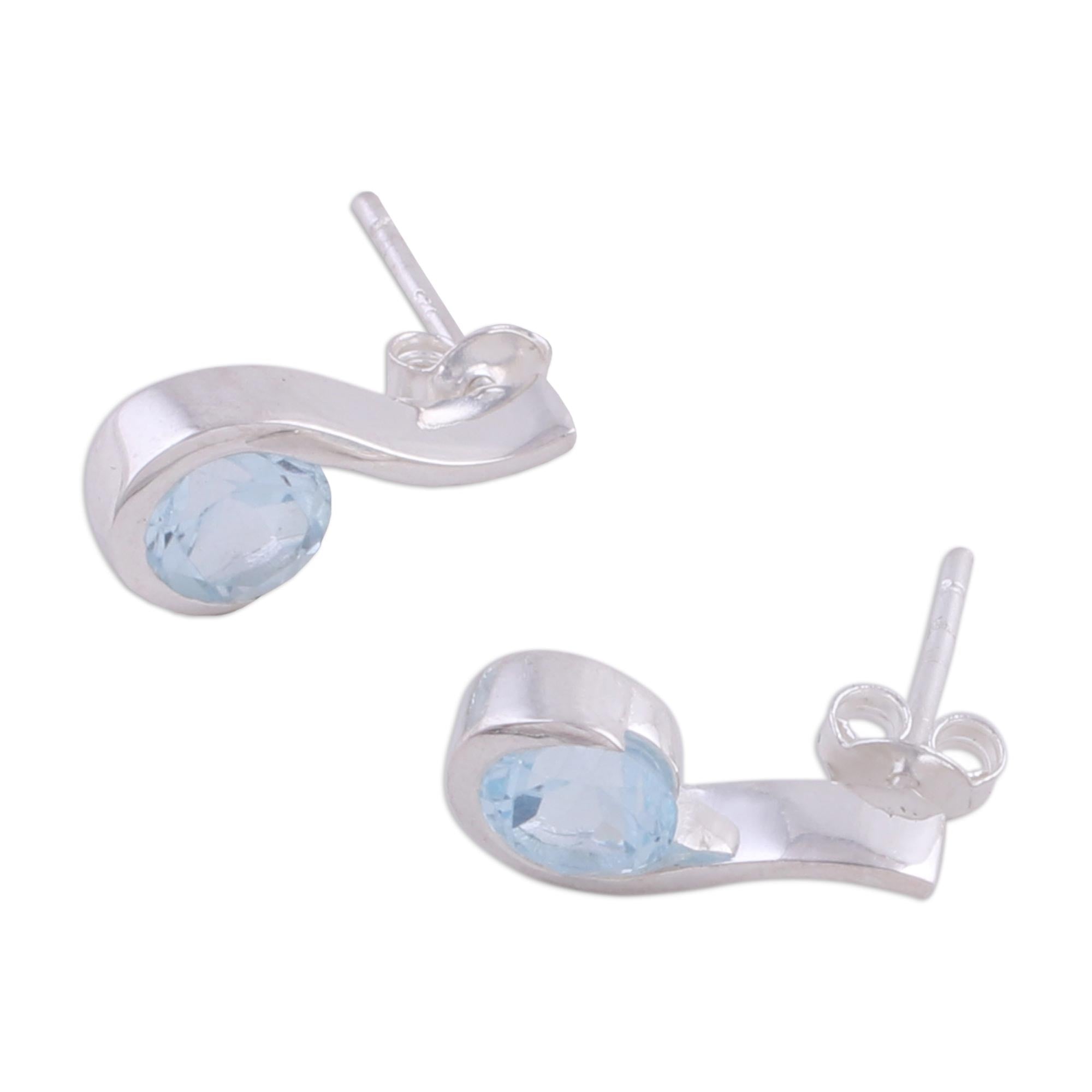 Premium Sky Droplet Blue Topaz Earrings in Sterling Silver – Modern Elegance