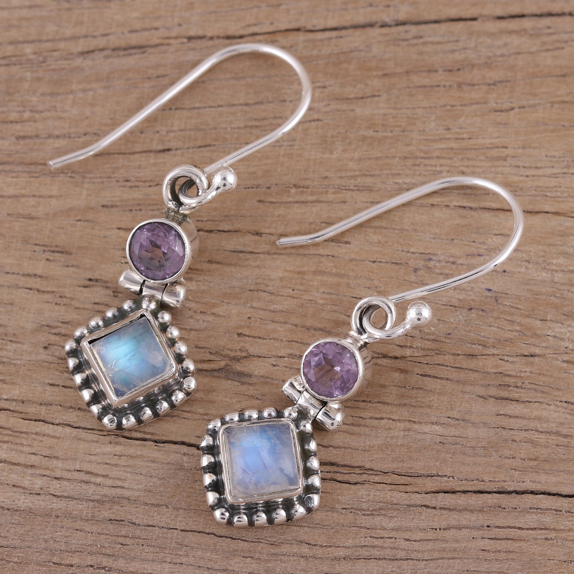 Premium Enchanting Duo Handmade Multi-Gemstone Sterling Silver Dangle Earrings