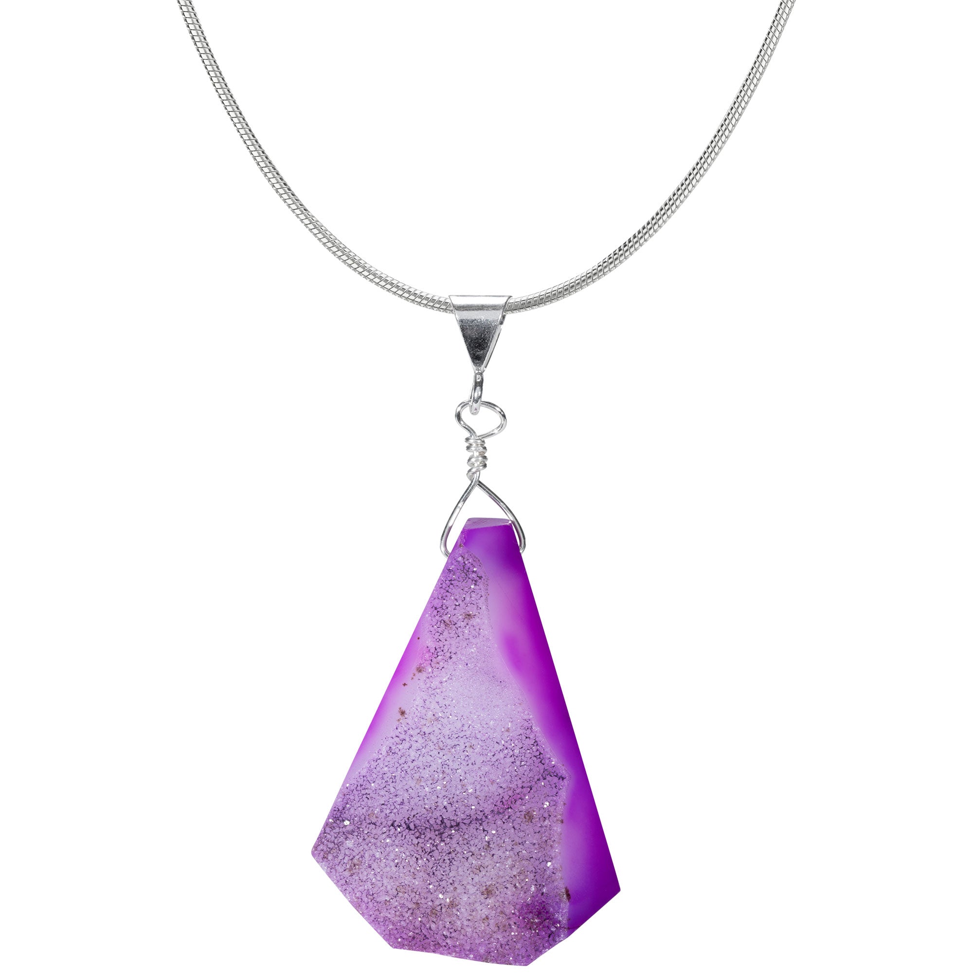 Premium Cool Hues Druzy Quartz Necklace | Sterling Silver Statement Piece