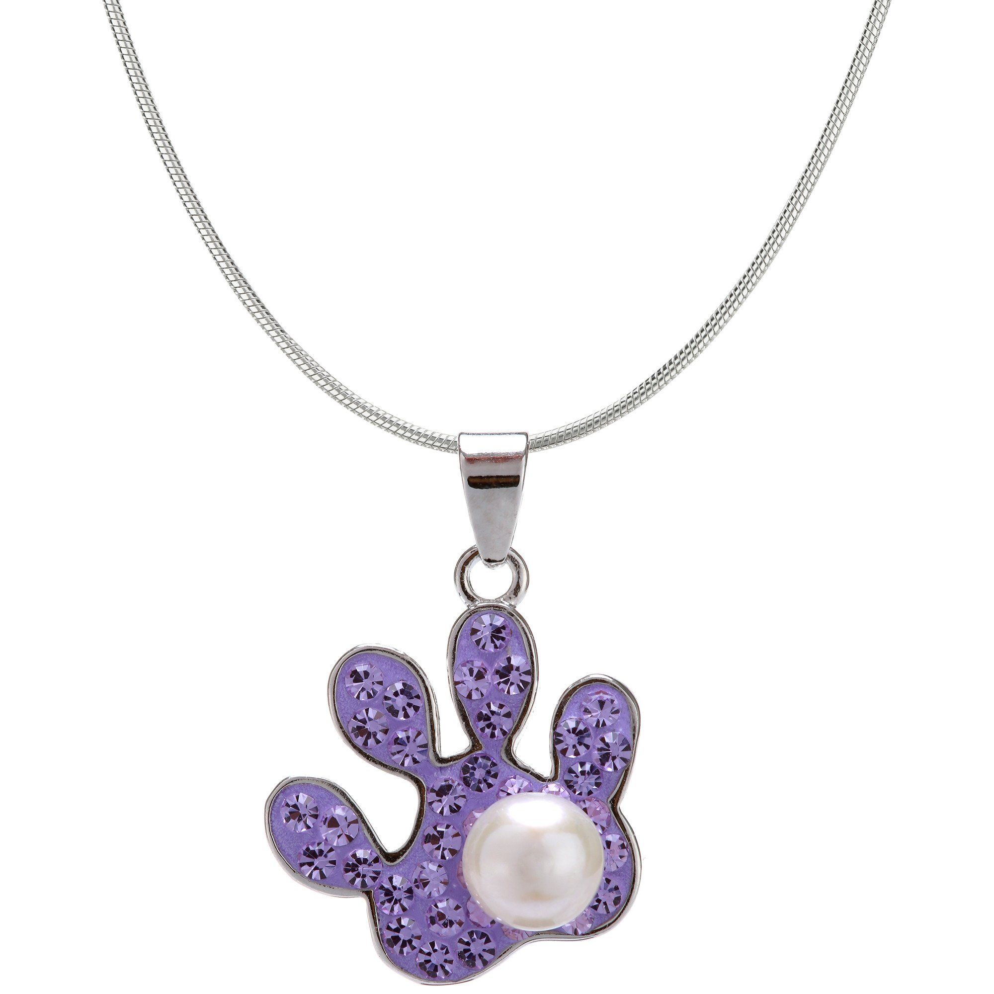 Premium Purple Paw & Pearl Sterling Silver Necklace