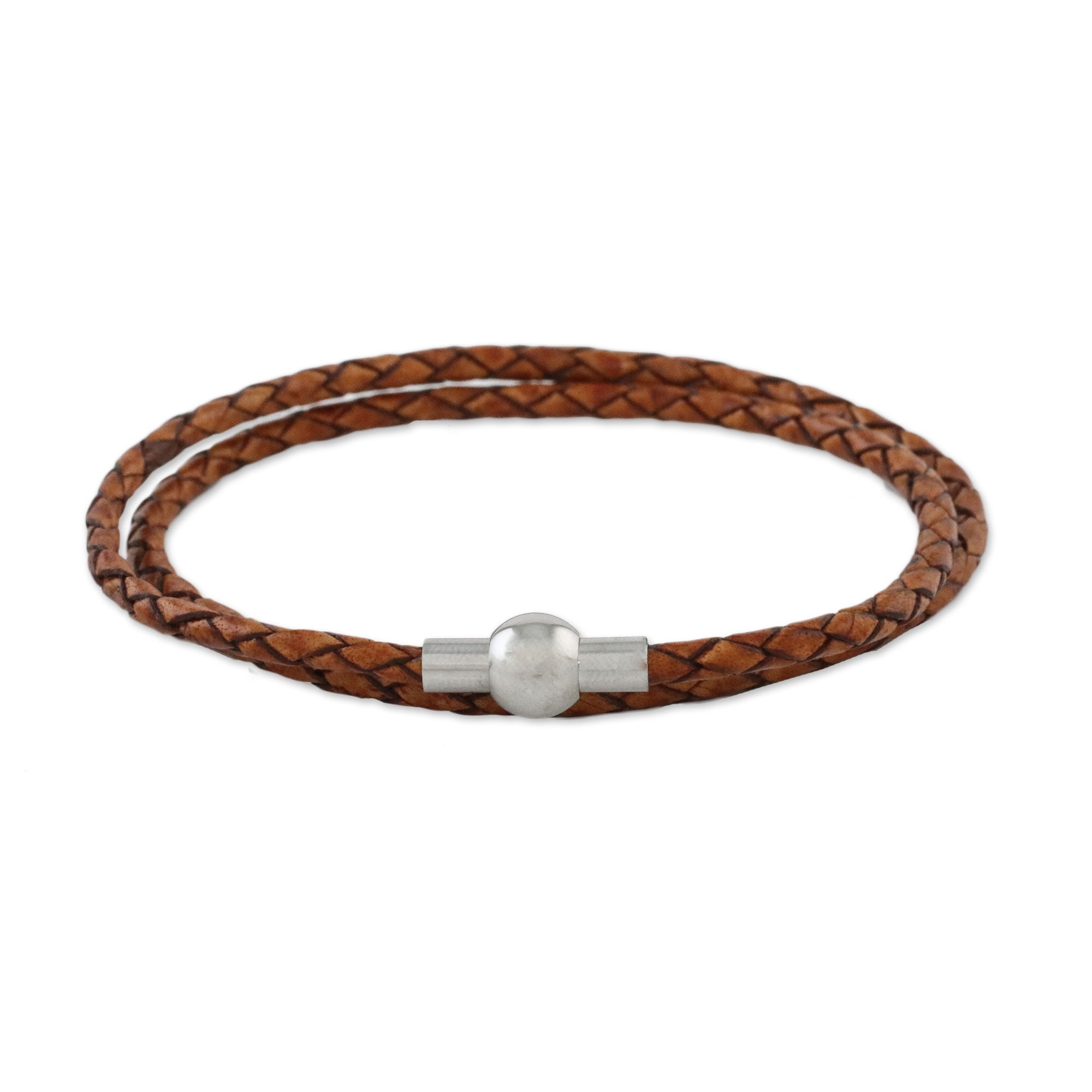 Premium Brown Leather Wrap Bracelet – Handcrafted Charm from Thailand