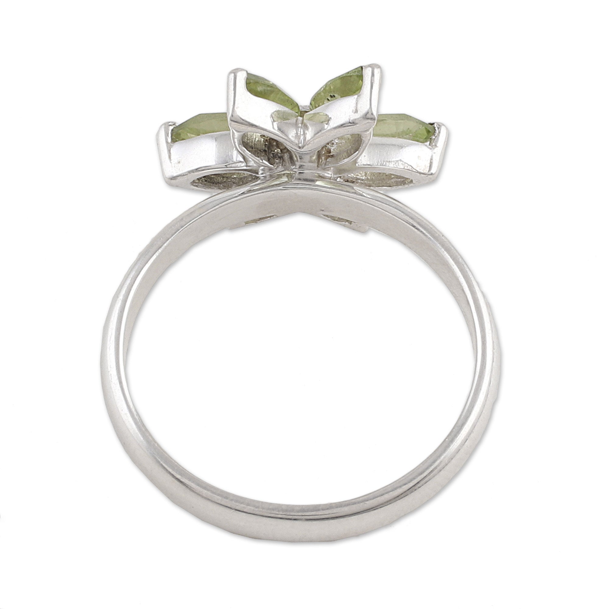 Premium Sterling Silver Peridot Floral Ring – Handcrafted Elegance from India