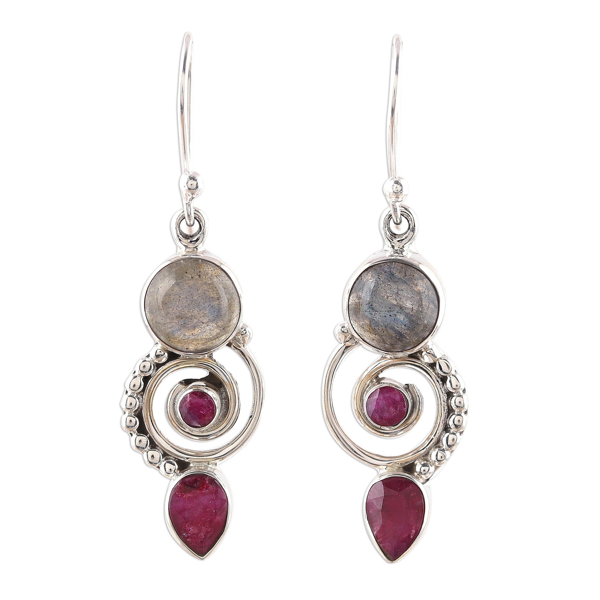 Premium Labyrinth Labradorite & Agate Dangle Earrings - Handcrafted in India