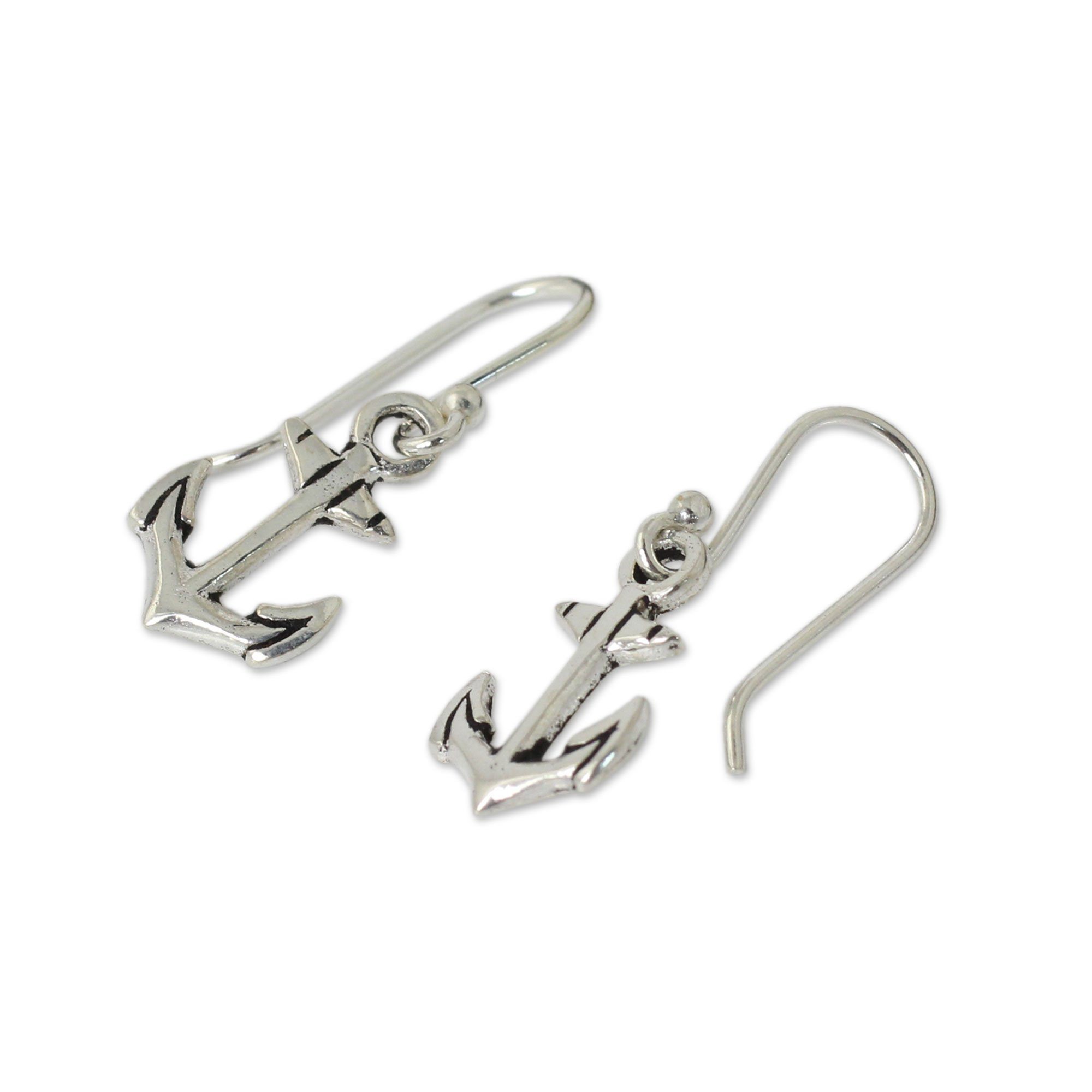 Premium Anchor Dangle Earrings - Sterling Silver