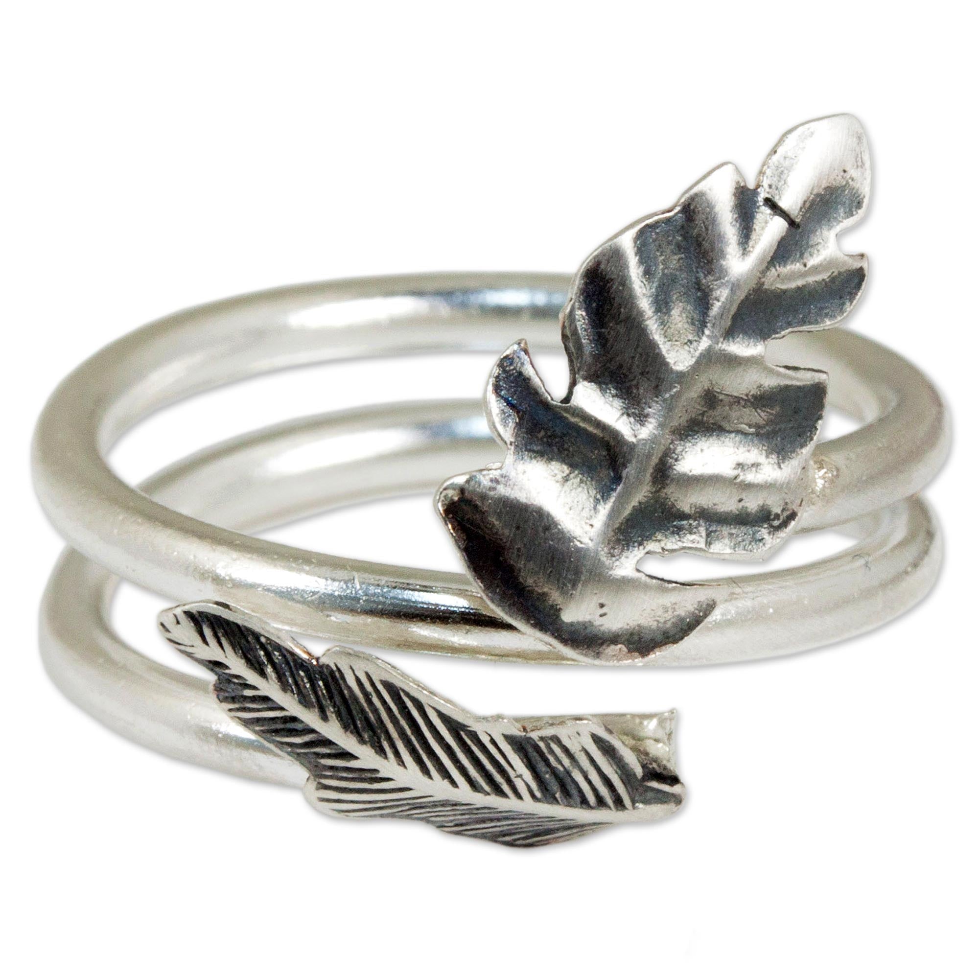 Premium Handcrafted Sterling Silver Leaf Wrap Ring by Karen Silversmiths