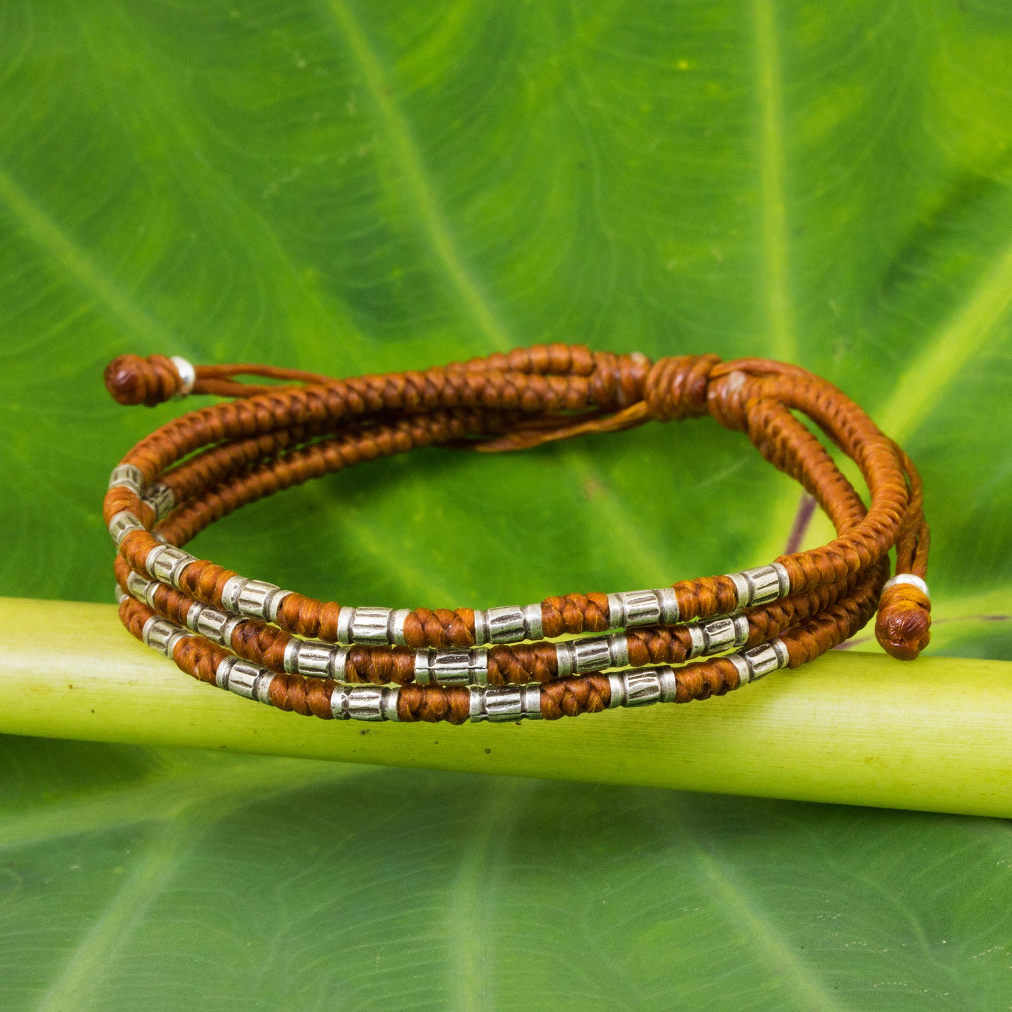 Premium Forest Thicket Braided Bracelet - 950 Silver Accent Handcrafted in Thailand