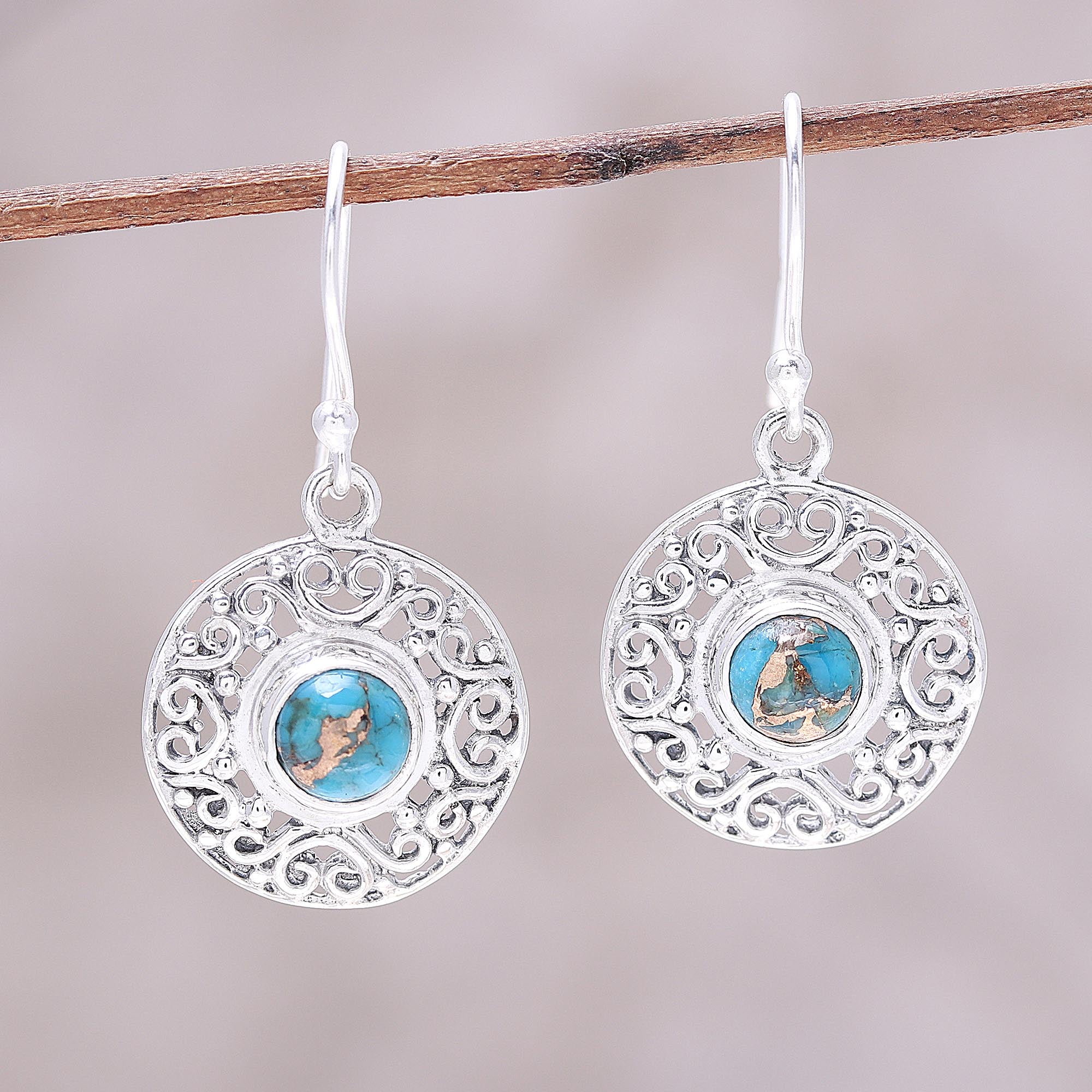 Premium Turquoise Silver Dangle Earrings - Ocean-Inspired Elegance