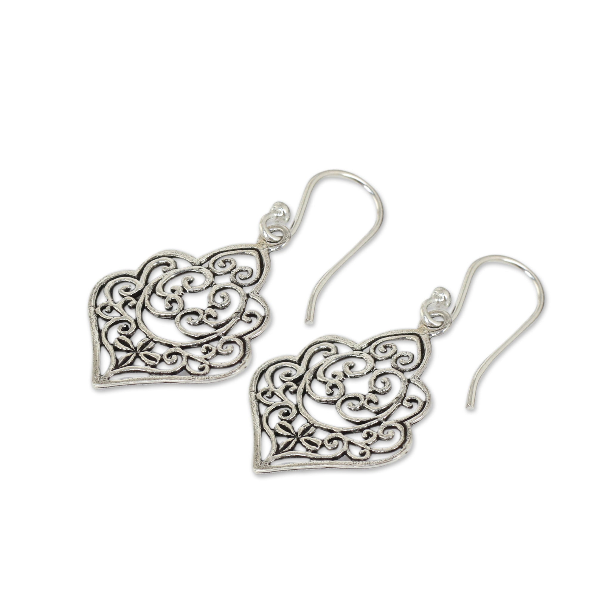 Premium Arabesque Thai Handcrafted Sterling Silver Dangle Earrings