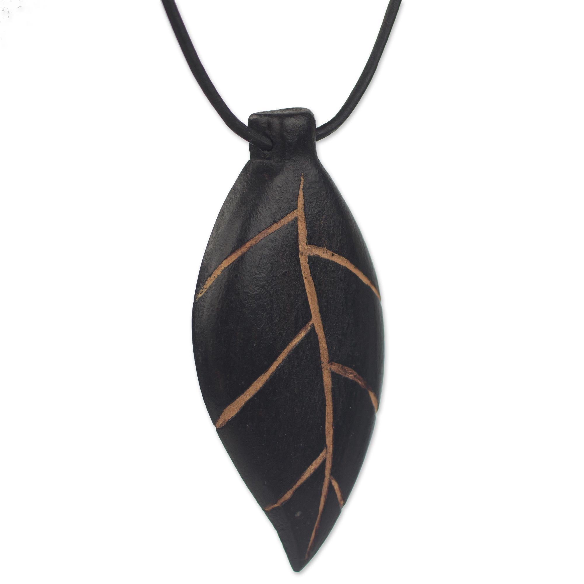 Premium Teak Wood Leaf Pendant Necklace - Unique Eco-Friendly Design