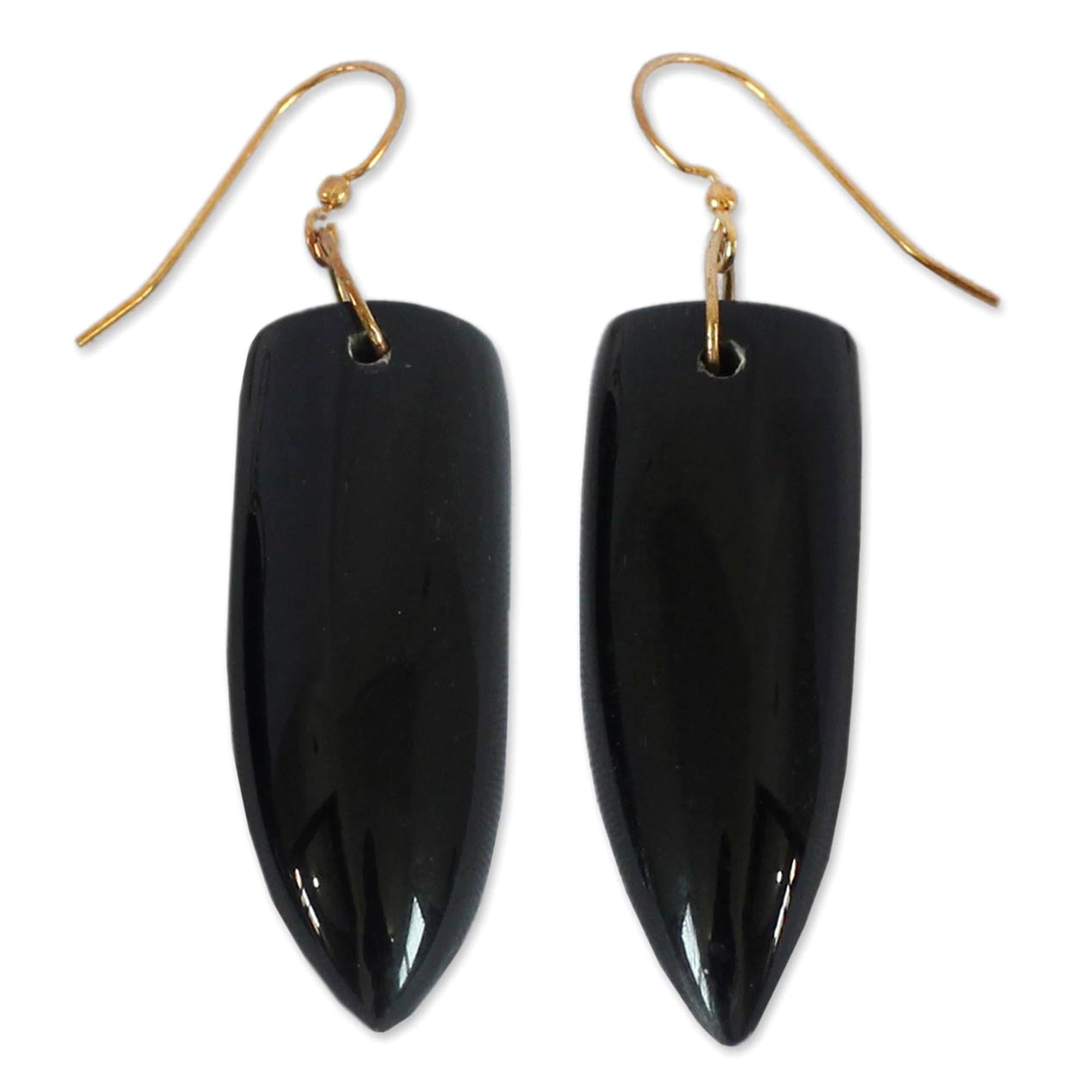 Premium Black Enyefewu African Horn Dangle Earrings