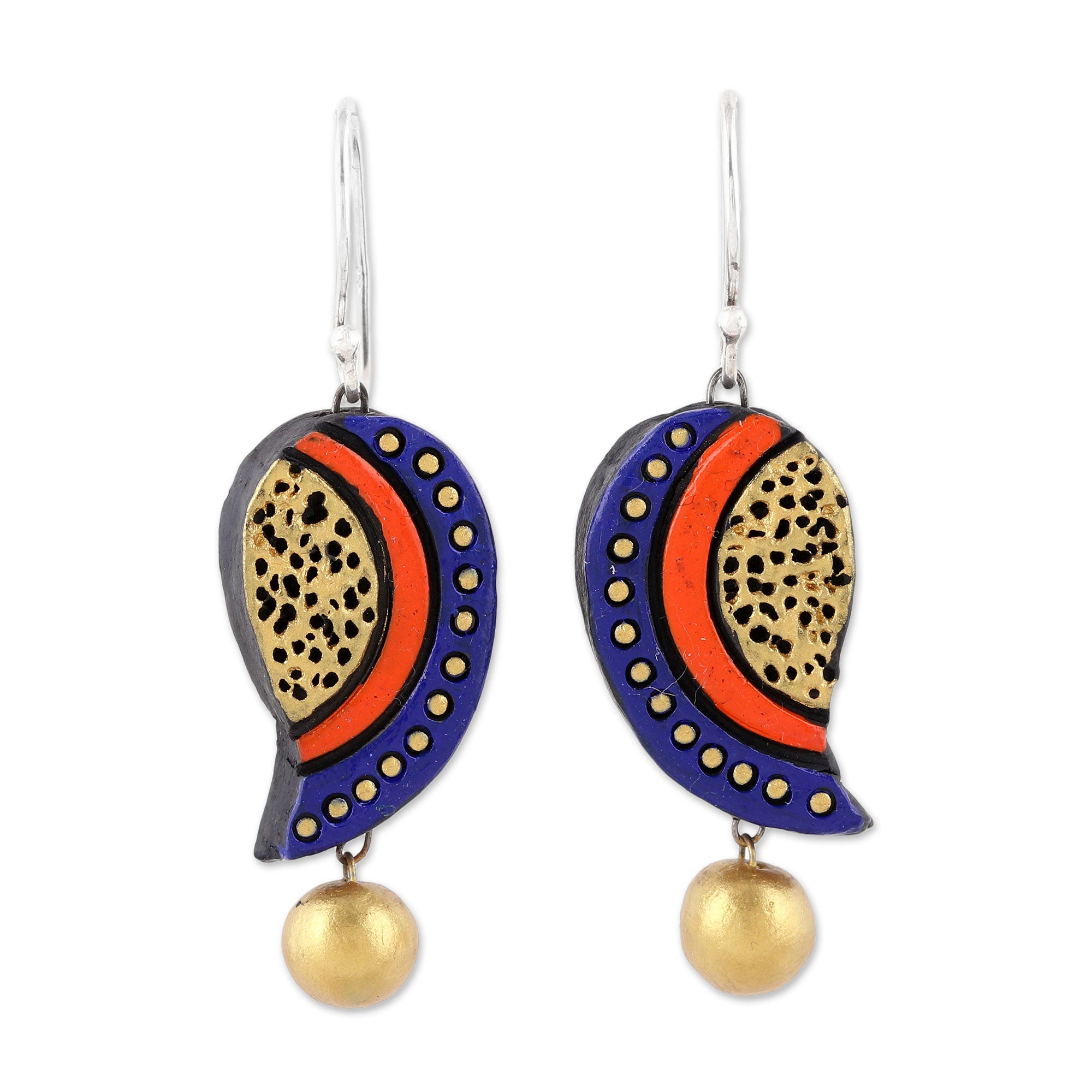 Premium Hand-Painted Mango Bliss Ceramic Dangle Earrings | Artisanal Crafted in India