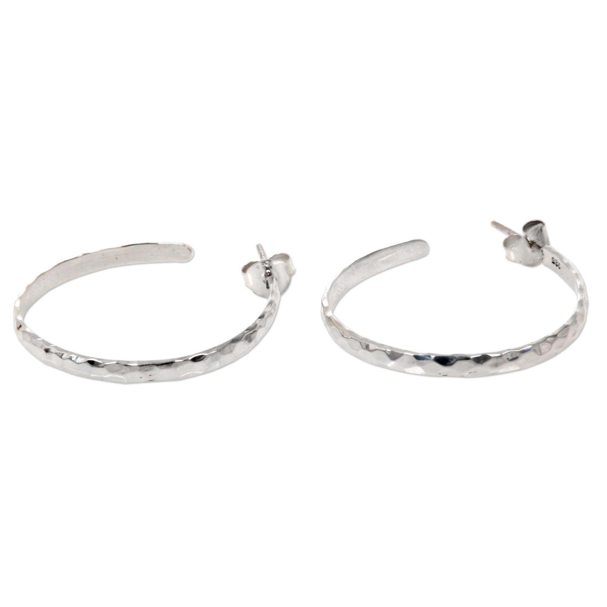 Premium Sterling Silver Mosaic Hoop Earrings