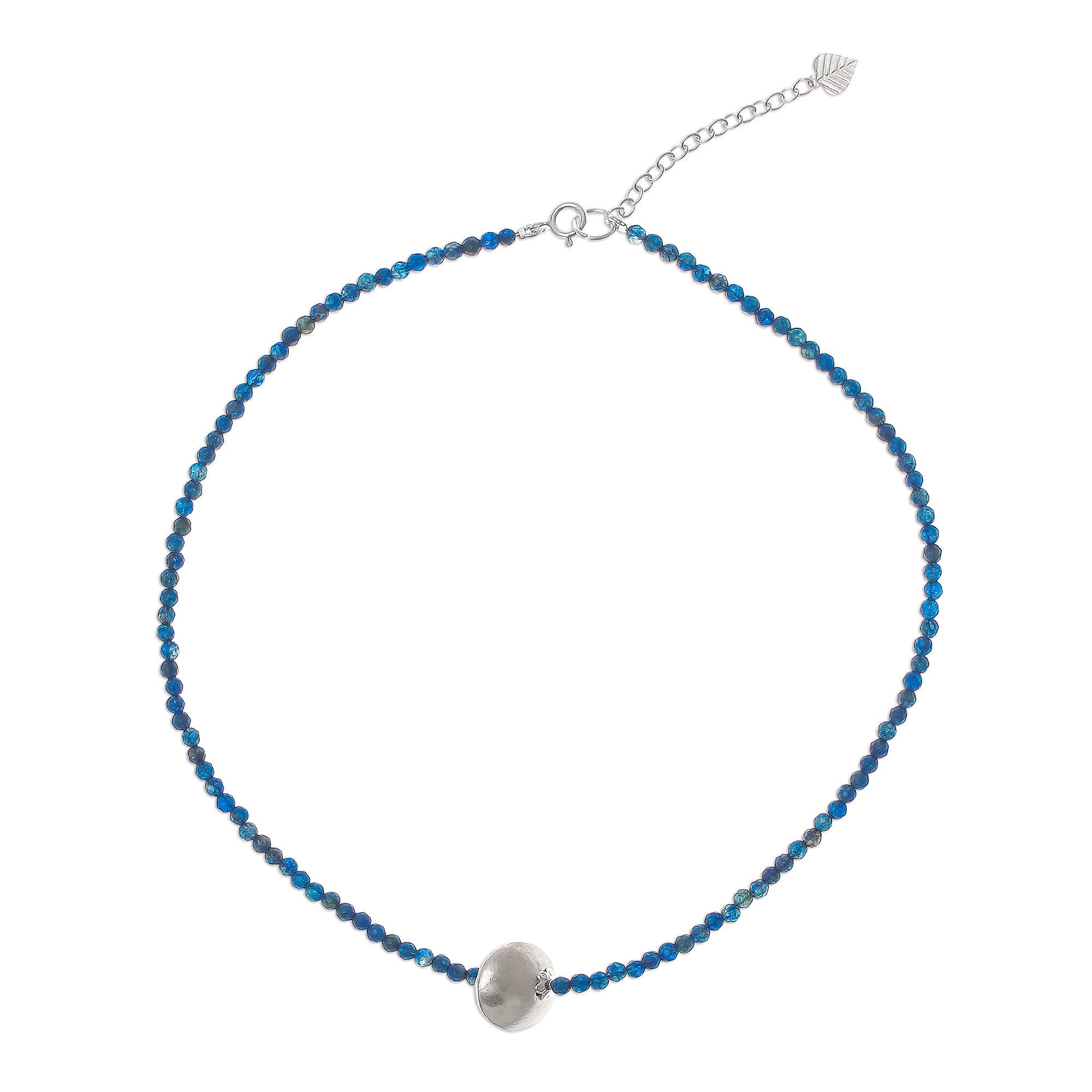 Premium Karen Silver & Blue Aventurine Beaded Pendant Necklace