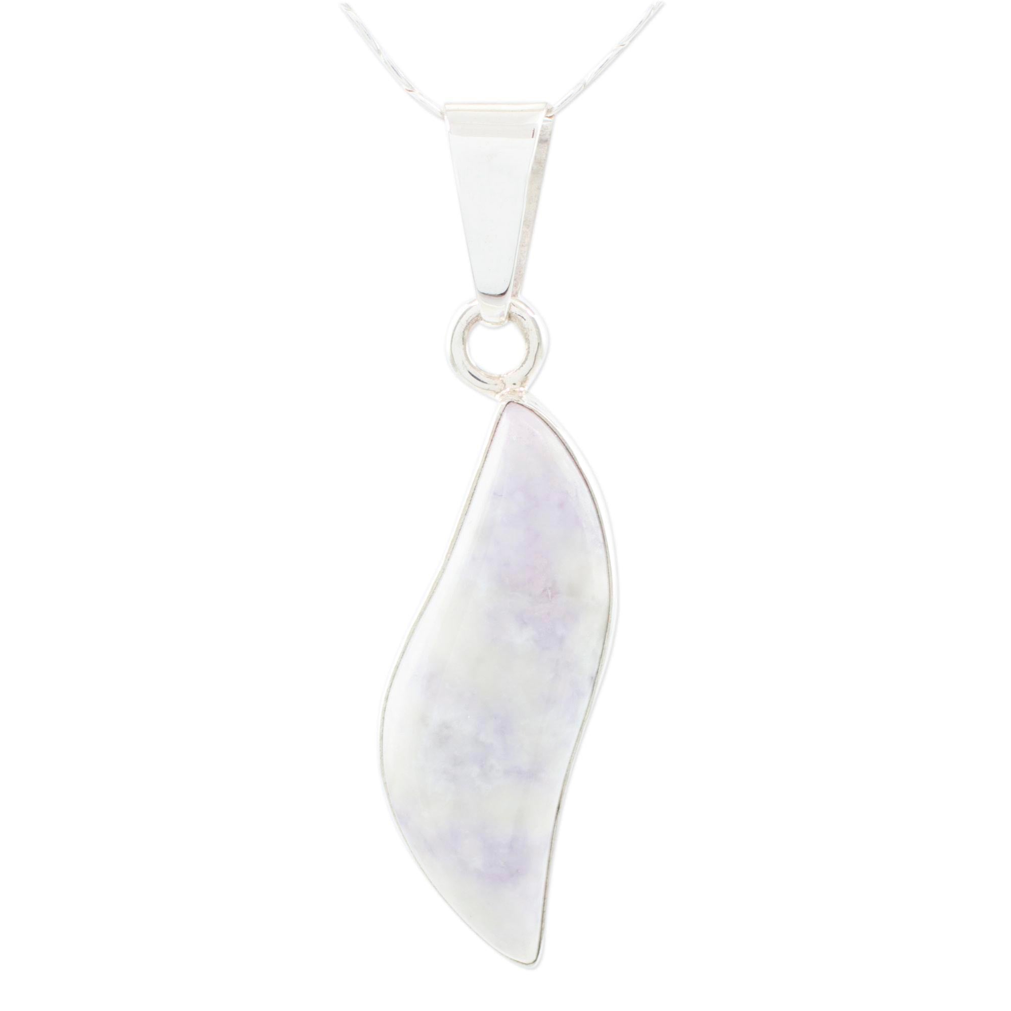 Premium Guatemalan Sterling Silver Lilac Jade Leaf Pendant Necklace