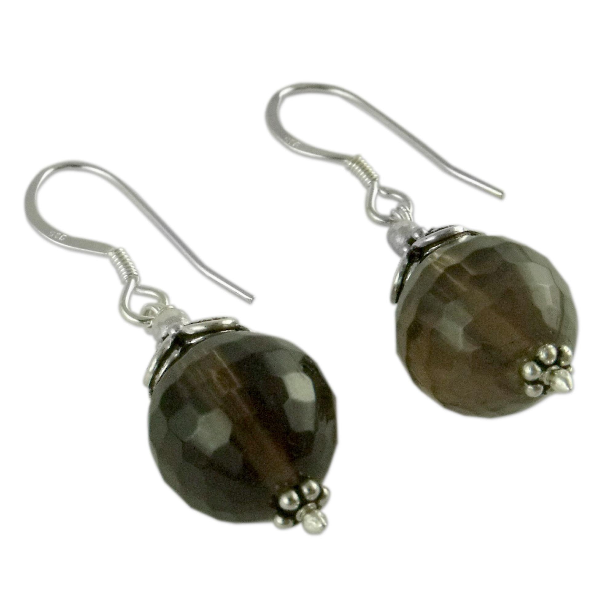 Premium Jaipur Sonnet Smoky Quartz Dangle Earrings - Ultimate Elegance