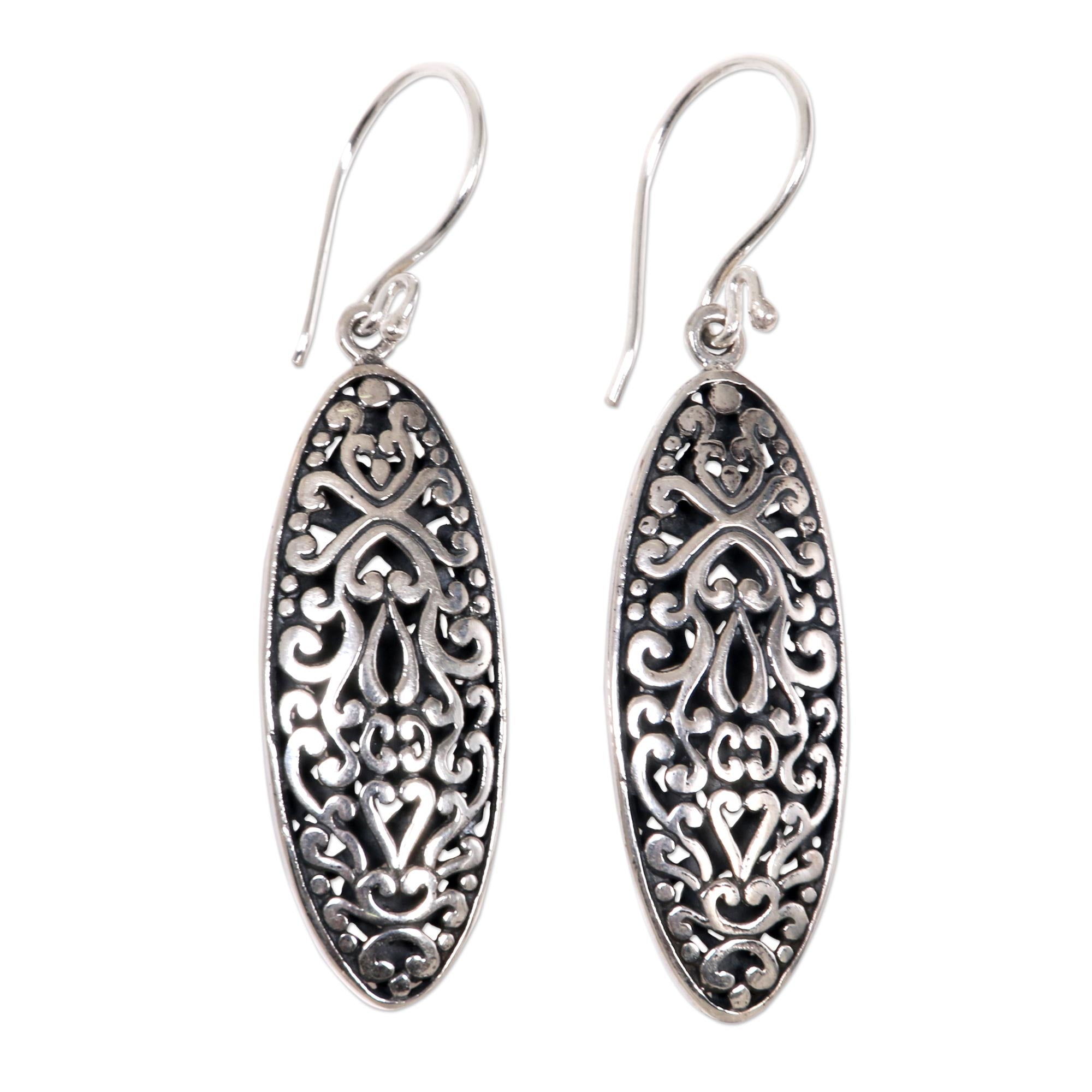 Premium Balinese Floral Sterling Silver Dangle Earrings | Handcrafted Elegance