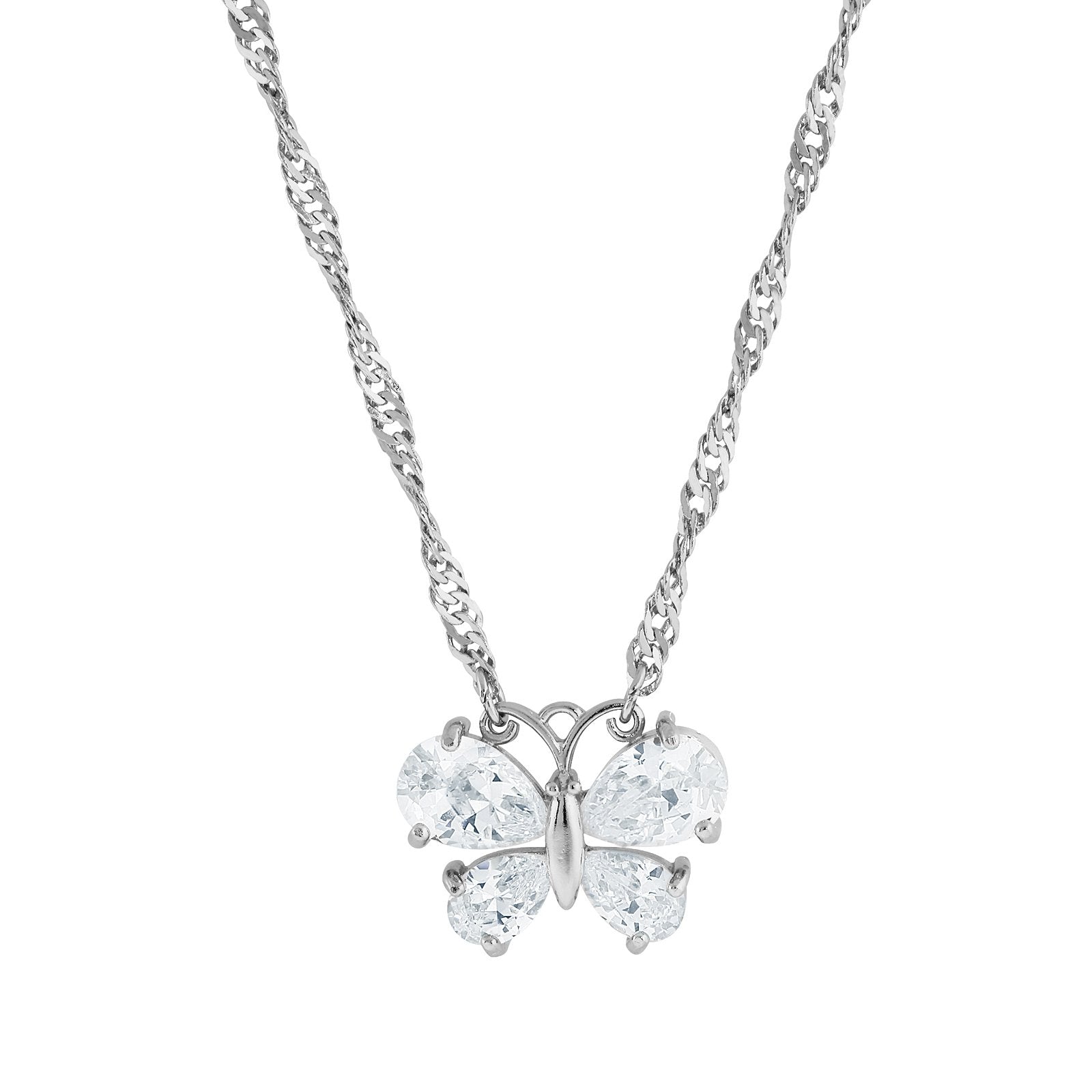 Premium 1928 Jewelry® Silver-Tone Cubic Zirconia Butterfly Pendant Necklace