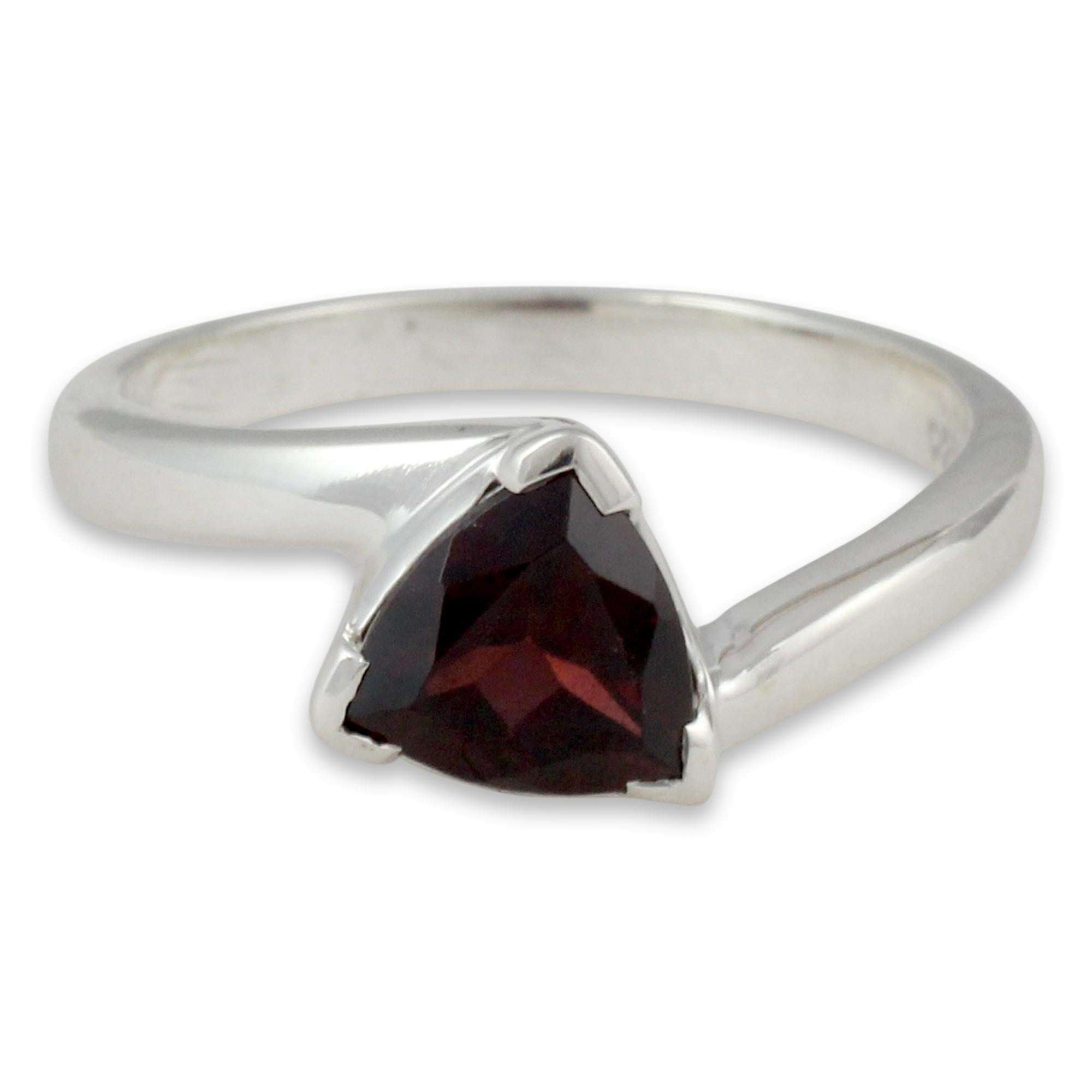 Premium Jaipur Garnet Solitaire Ring - Stone of Love