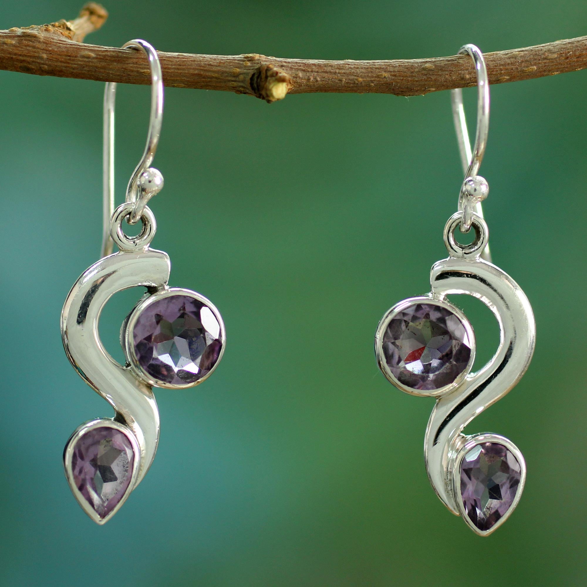 Premium Jungle Enchantment Amethyst Dangle Earrings