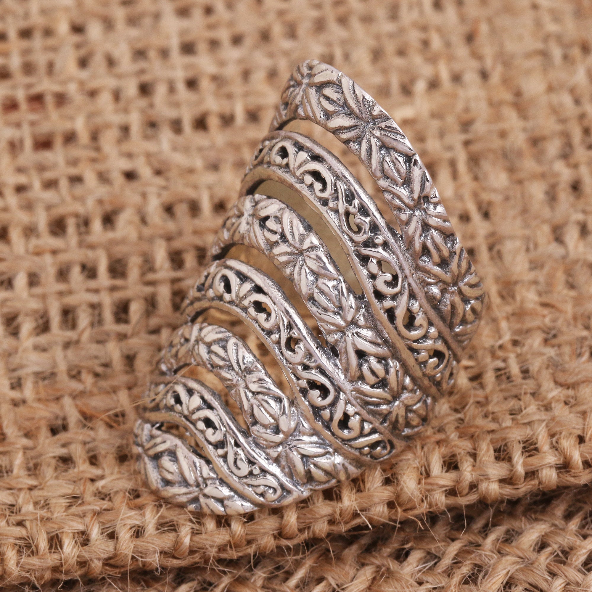 Premium Seven-Layer Sterling Silver Statement Ring - Alluring Layers Collection