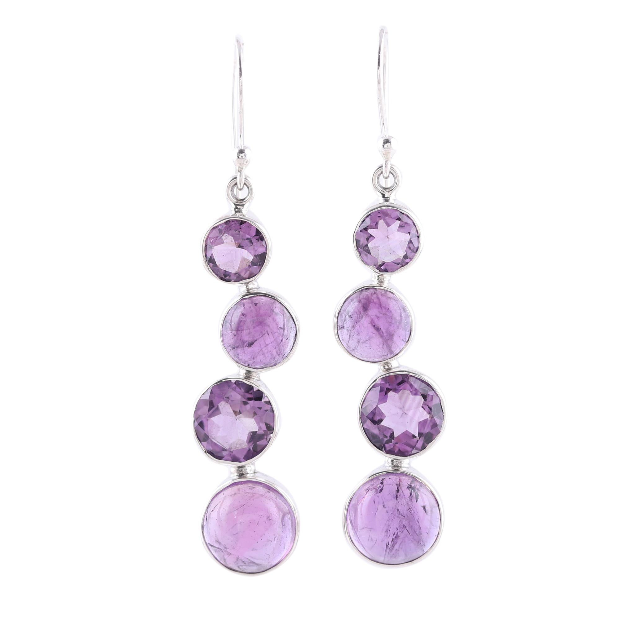 Premium Purple Raindrops Faceted Amethyst Dangle Earrings