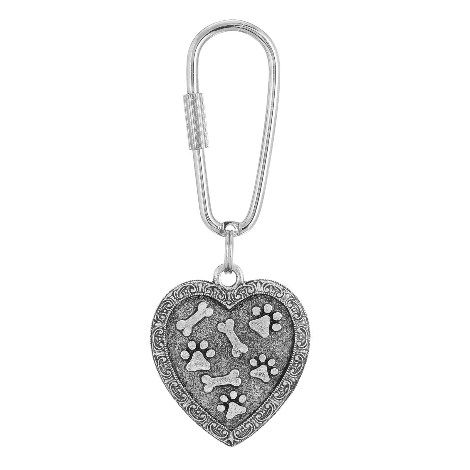 Premium 1928 Jewelry® Pewter Bone & Paw Heart Key Fob for Dog Lovers