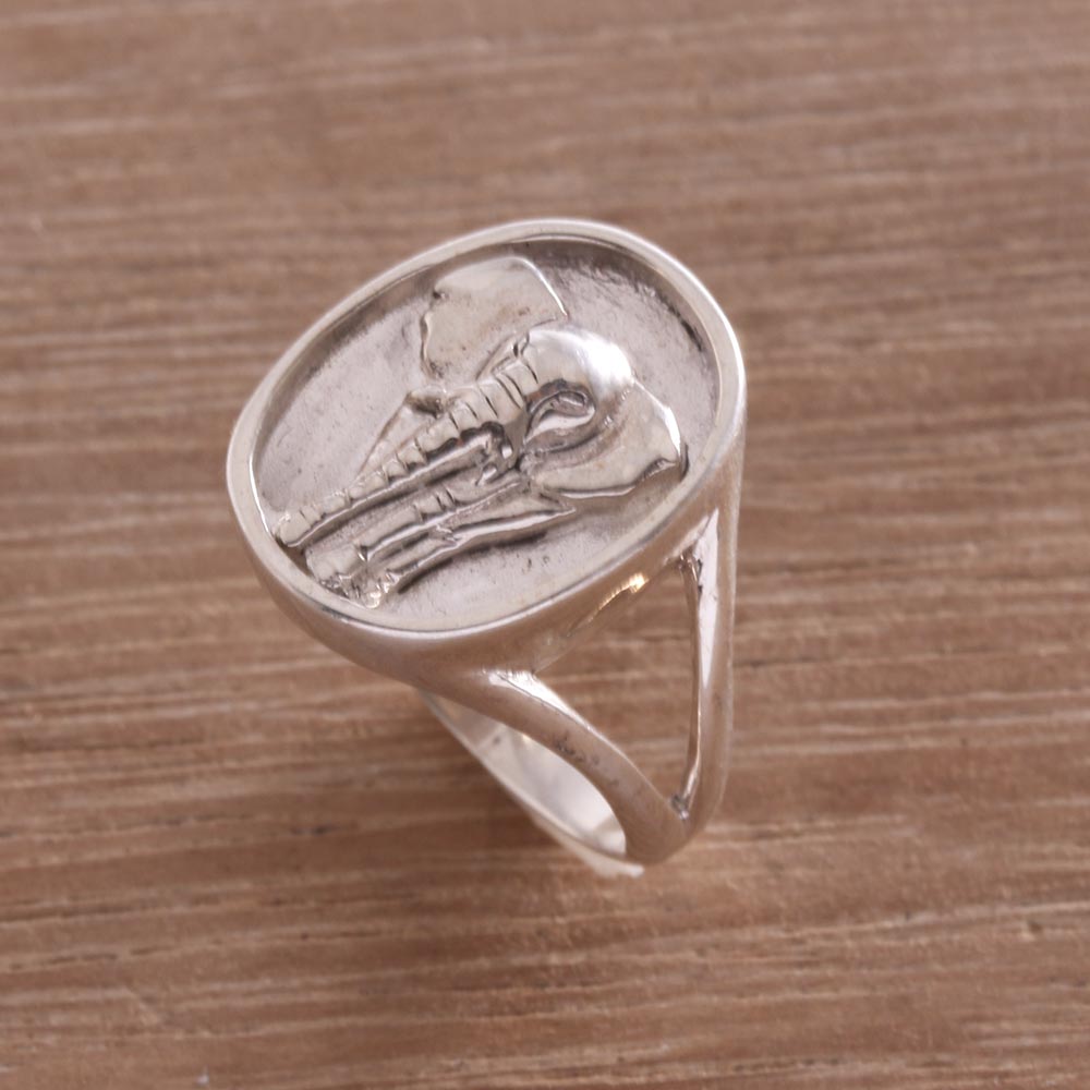 Premium Sterling Silver Elephant Signet Ring - Handcrafted in Bali