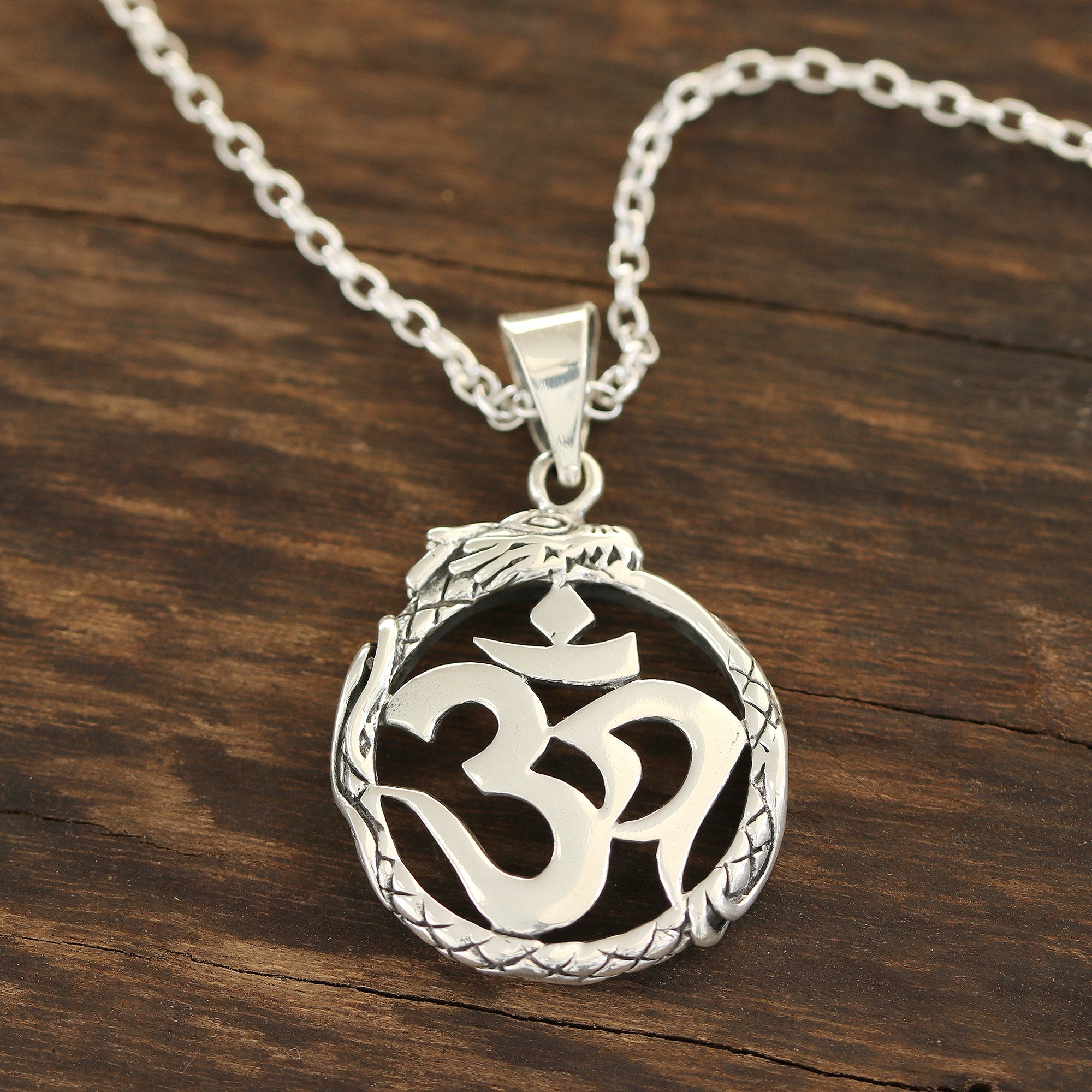 Premium Sterling Silver Dragon Om Pendant Necklace – Handcrafted in India