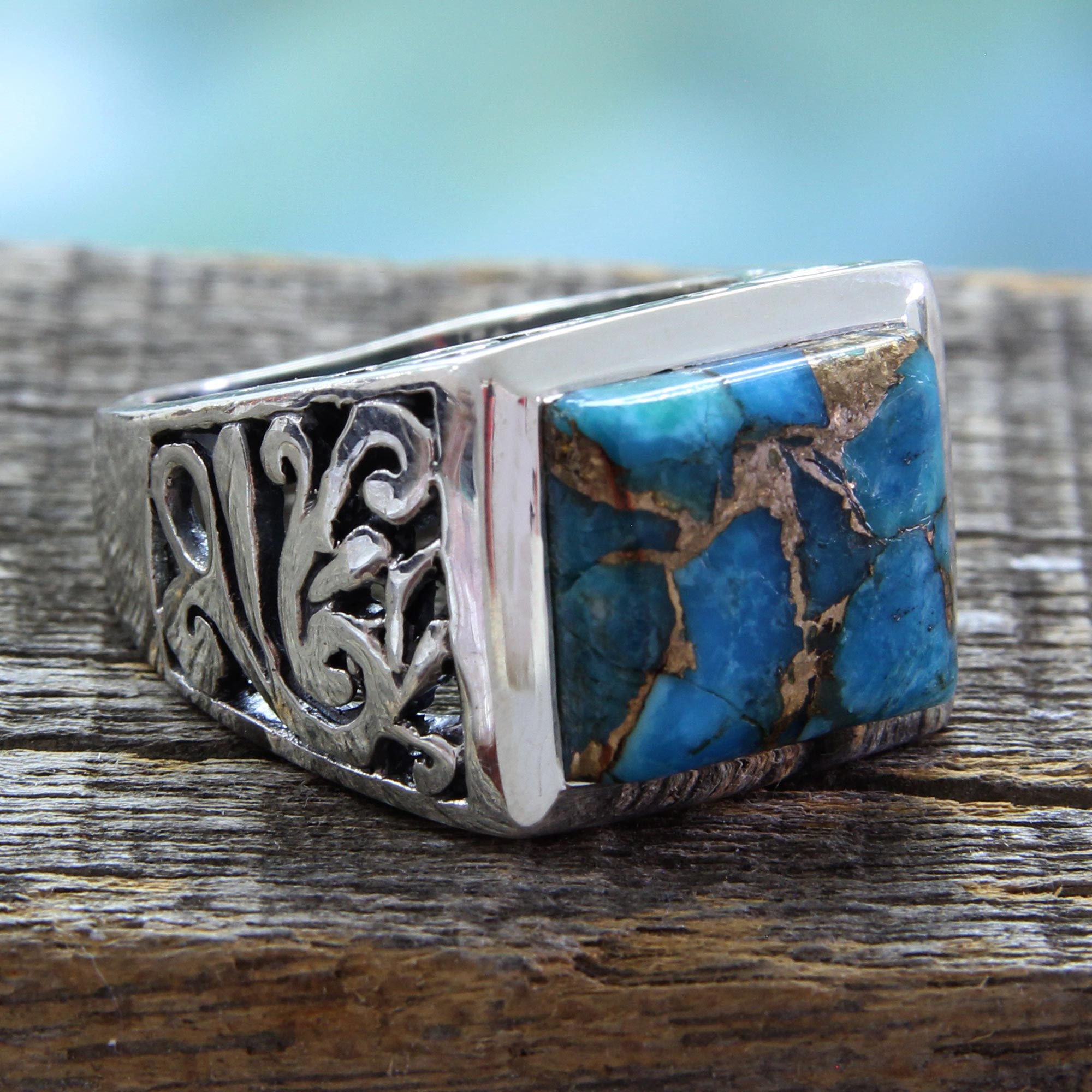 Premium Handcrafted Sterling Silver & Turquoise Ring for Men & Women