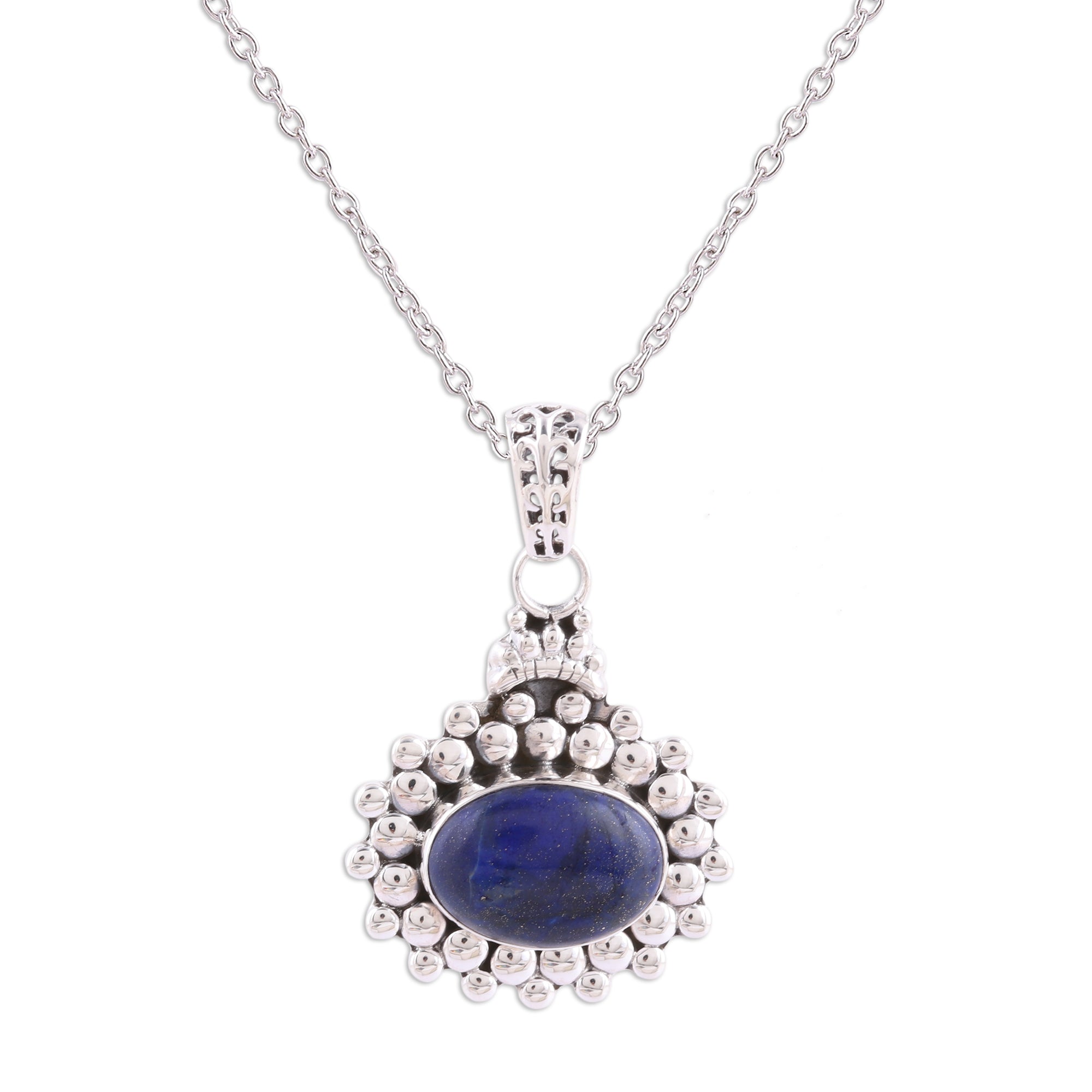 Premium Lapis Lazuli and Sterling Silver Pendant Necklace - Jewel of Jaipur Collection