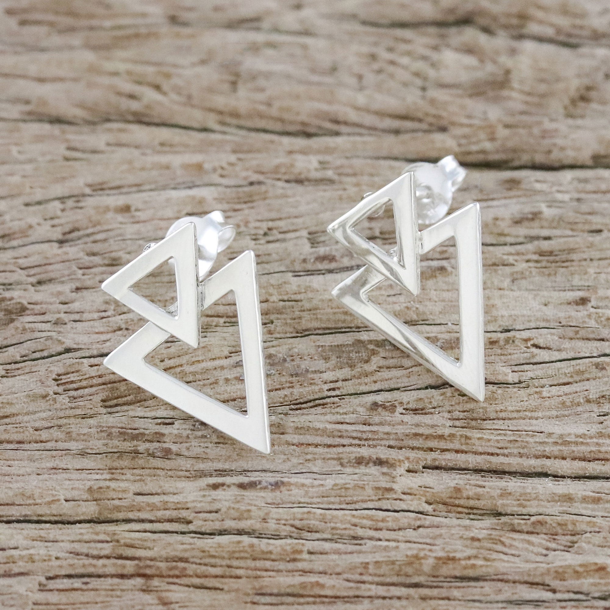 Ultimate Sterling Silver Triangle Button Earrings - Retro '80s Style