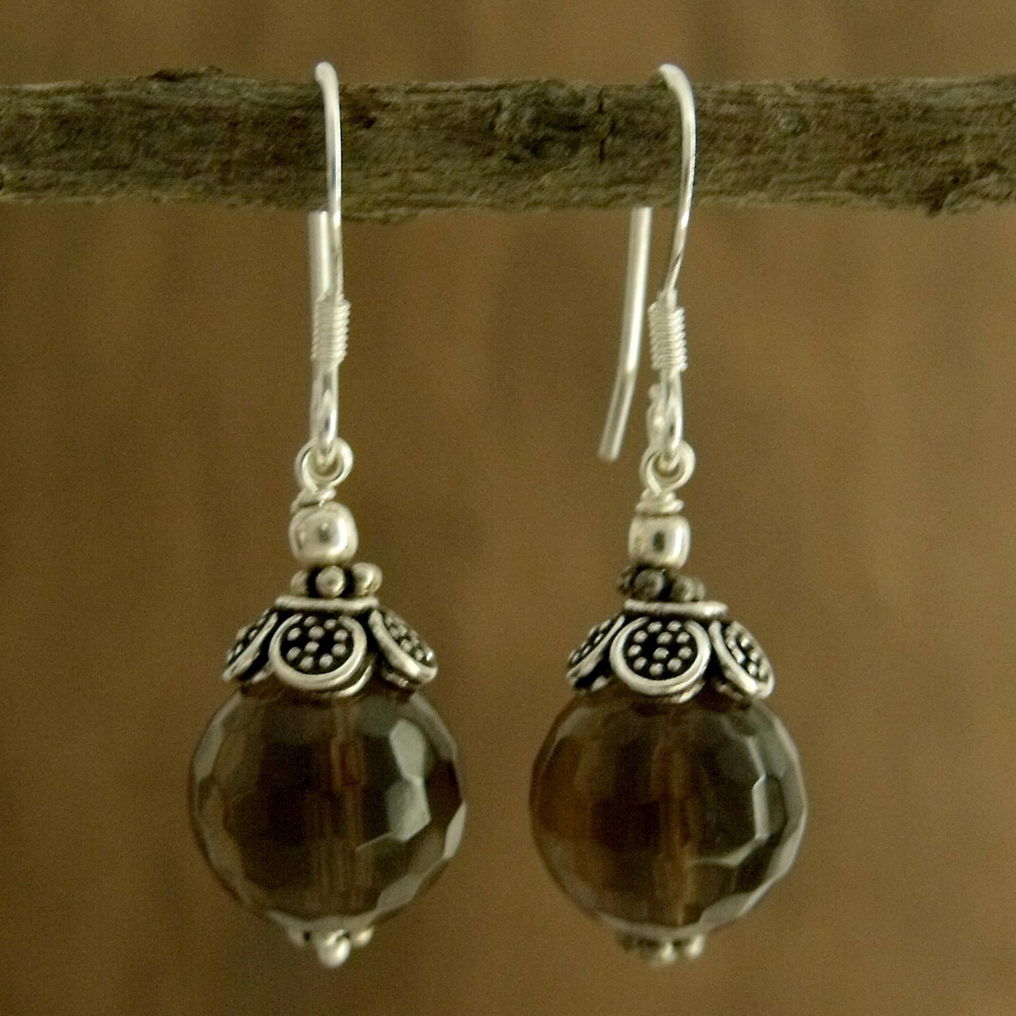 Premium Jaipur Sonnet Smoky Quartz Dangle Earrings - Ultimate Elegance