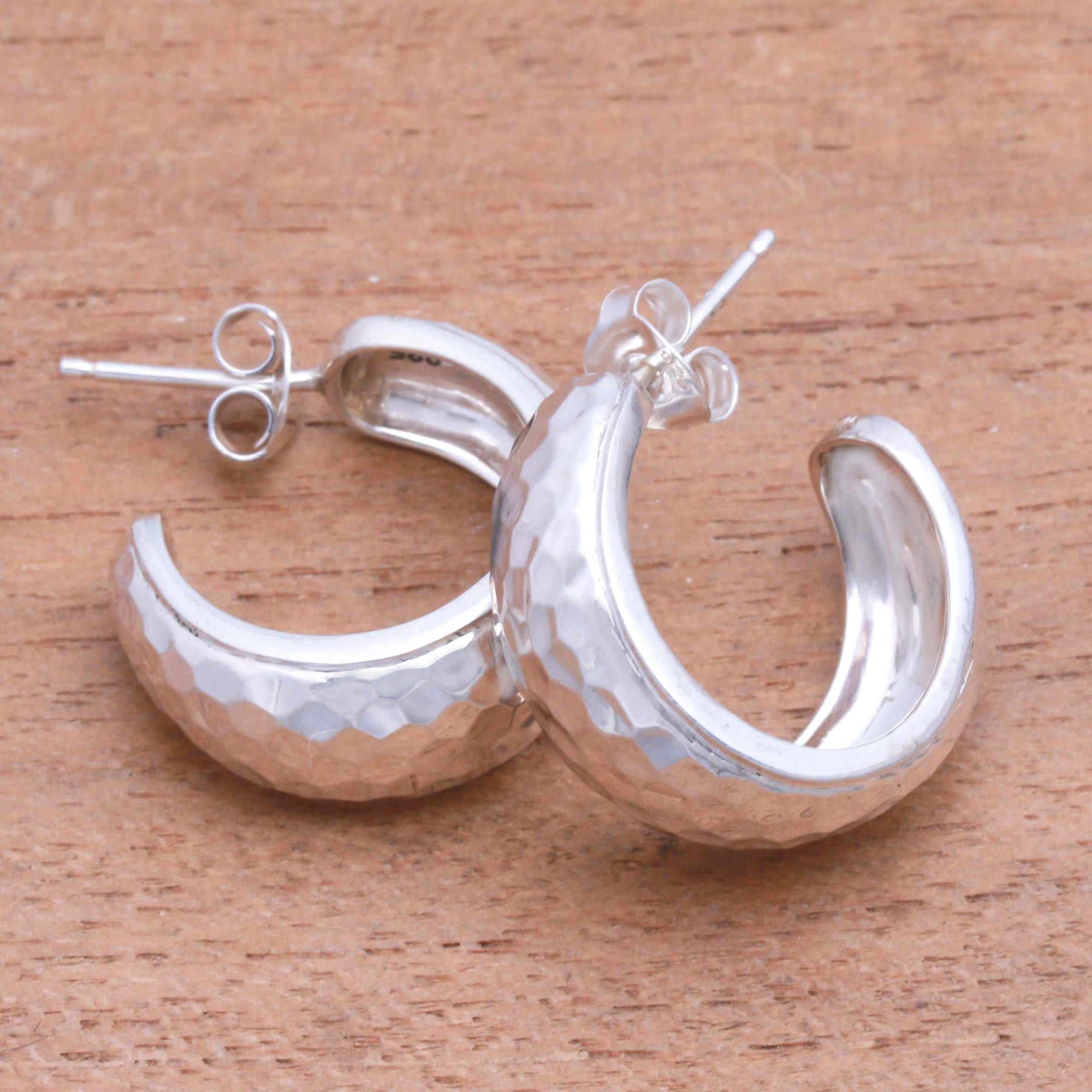 Premium Radiant Shine Balinese Sterling Silver Half-Hoop Earrings