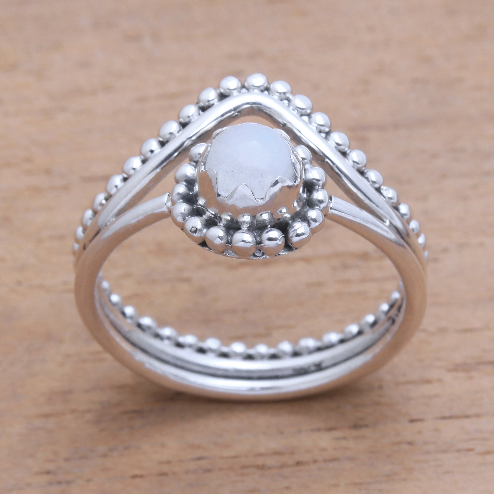 Premium Enshrined Rainbow Moonstone Cocktail Ring