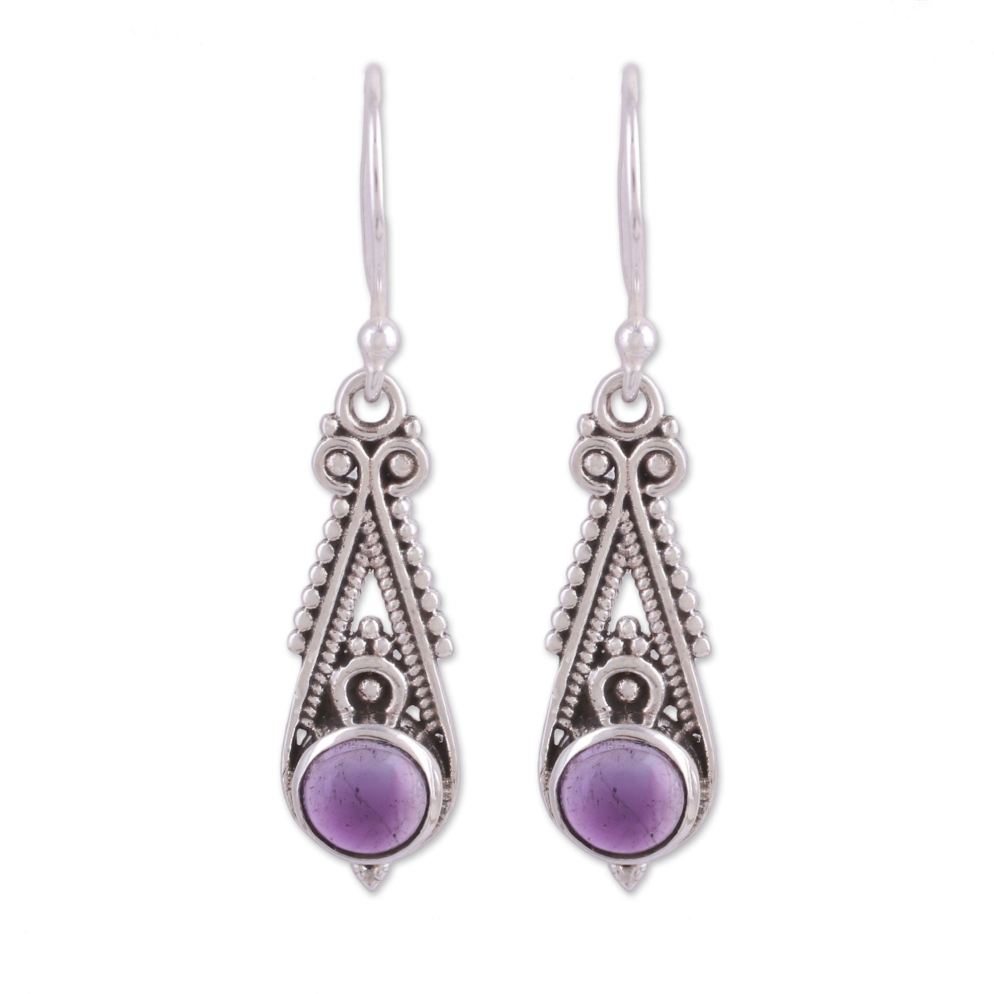 Premium Amethyst Dangle Earrings – Handcrafted Sterling Silver Jewelry