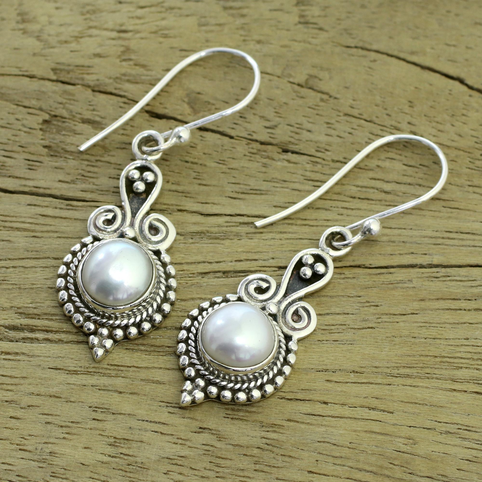 Premium Sterling Silver Pearl Dangle Earrings - Clouds of Desire