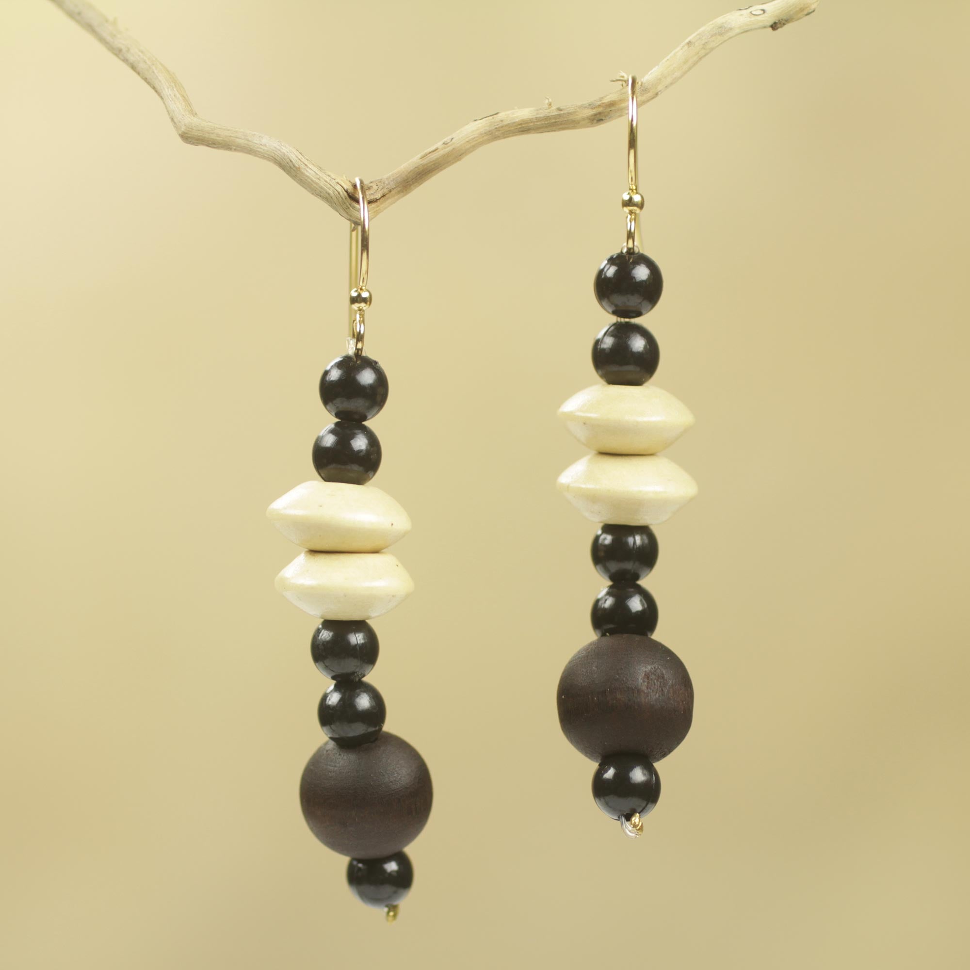 Premium Muse Artisan Handcrafted Wood & Recycled Bead Earrings