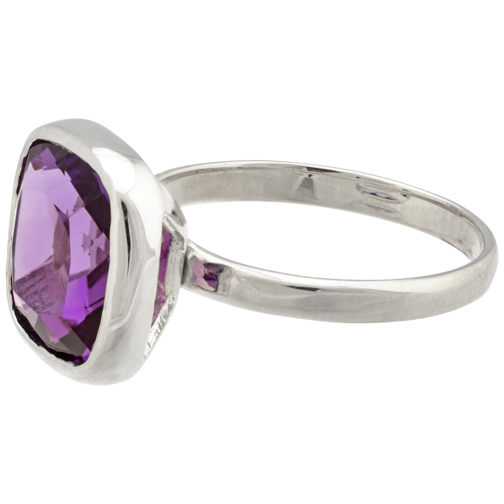 Premium Classic Cut Sterling Silver & Amethyst Ring